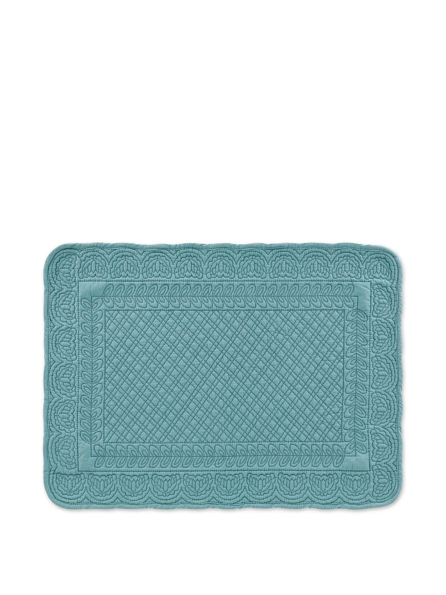 Plain washed 100% cotton quilted placemat, Green, large image number 0