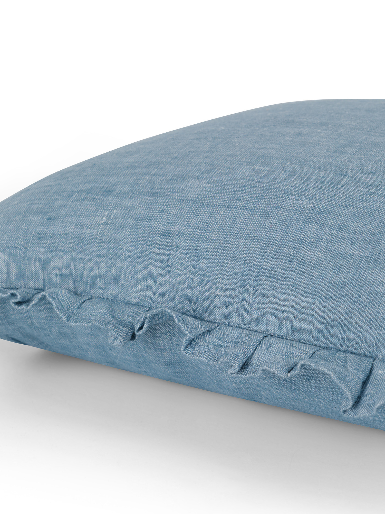 Striped cushion in pure linen 40x40 cm, Light Blue, large image number 2