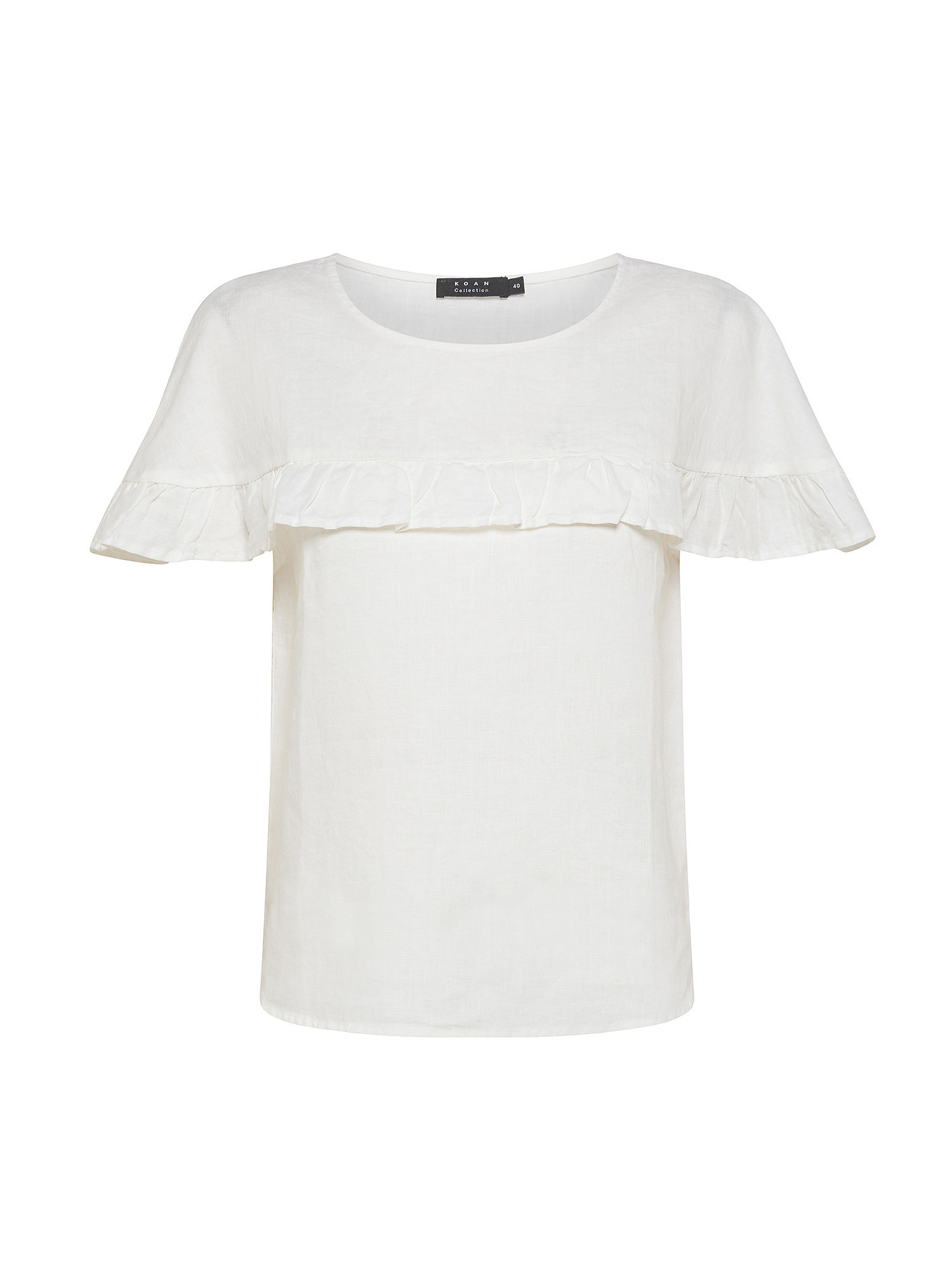 Koan - Blusa in lino con volant, Bianco, large image number 0