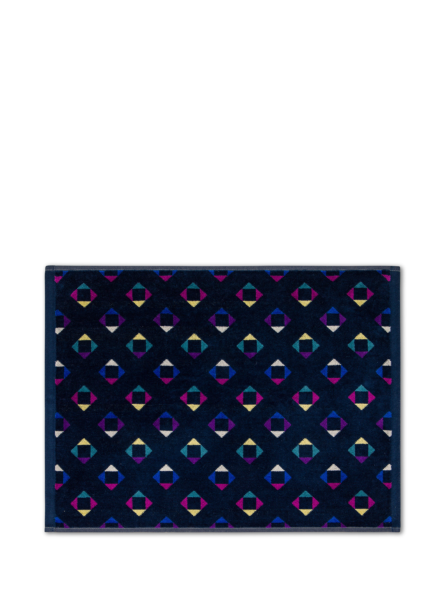 Cotton velour towel with geometric pattern, Multicolor, large image number 1