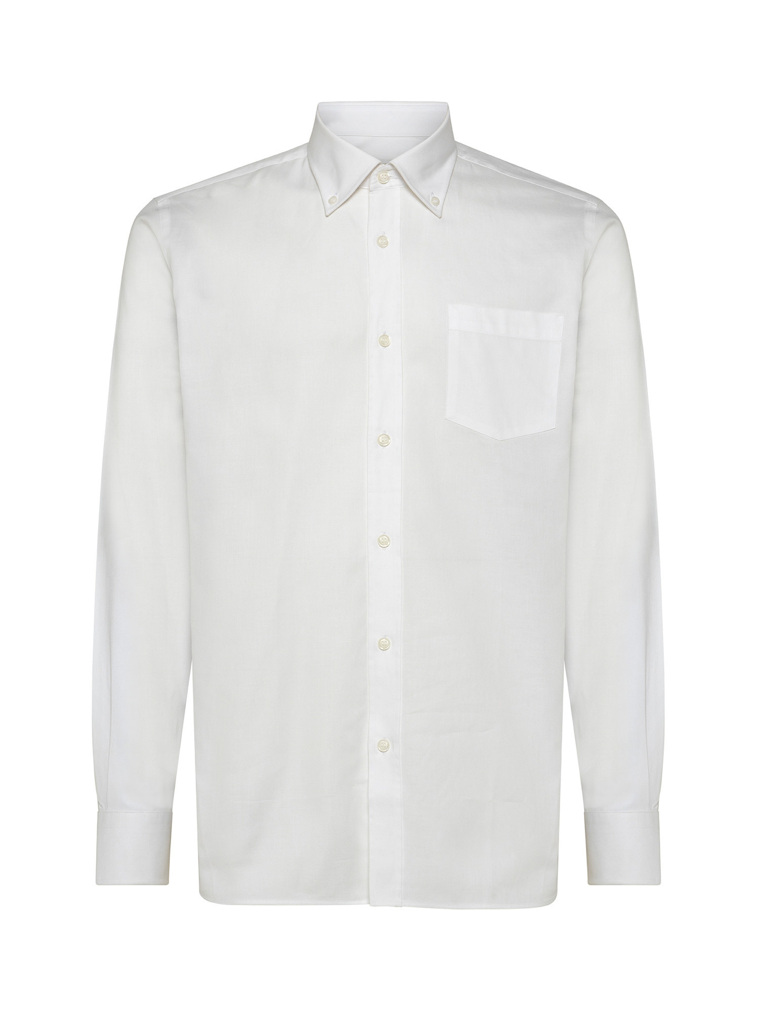 Basic tailor fit shirt in pure cotton, White, large image number 1