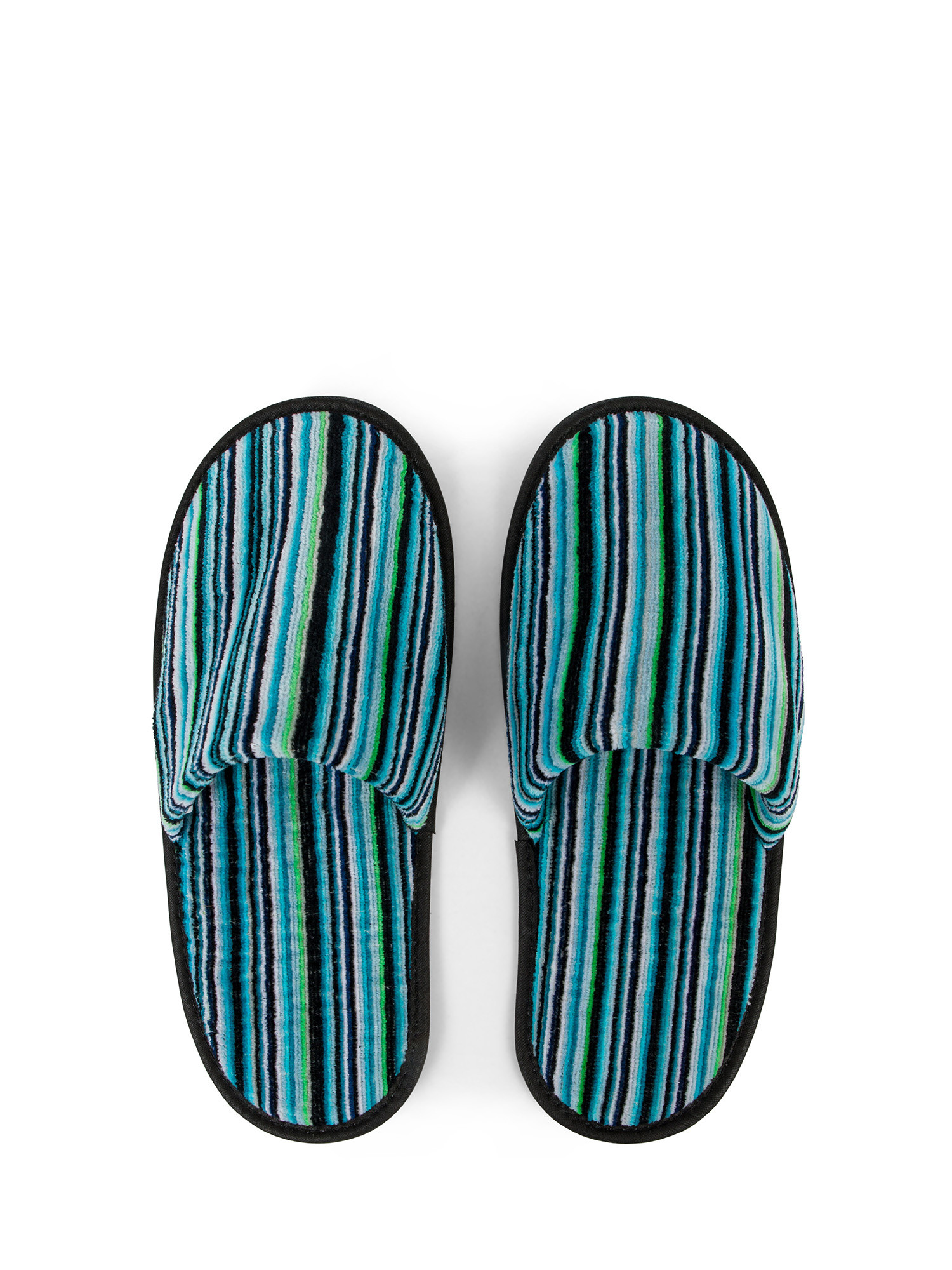 Velor cotton slipper with striped pattern, Light Blue, large image number 0