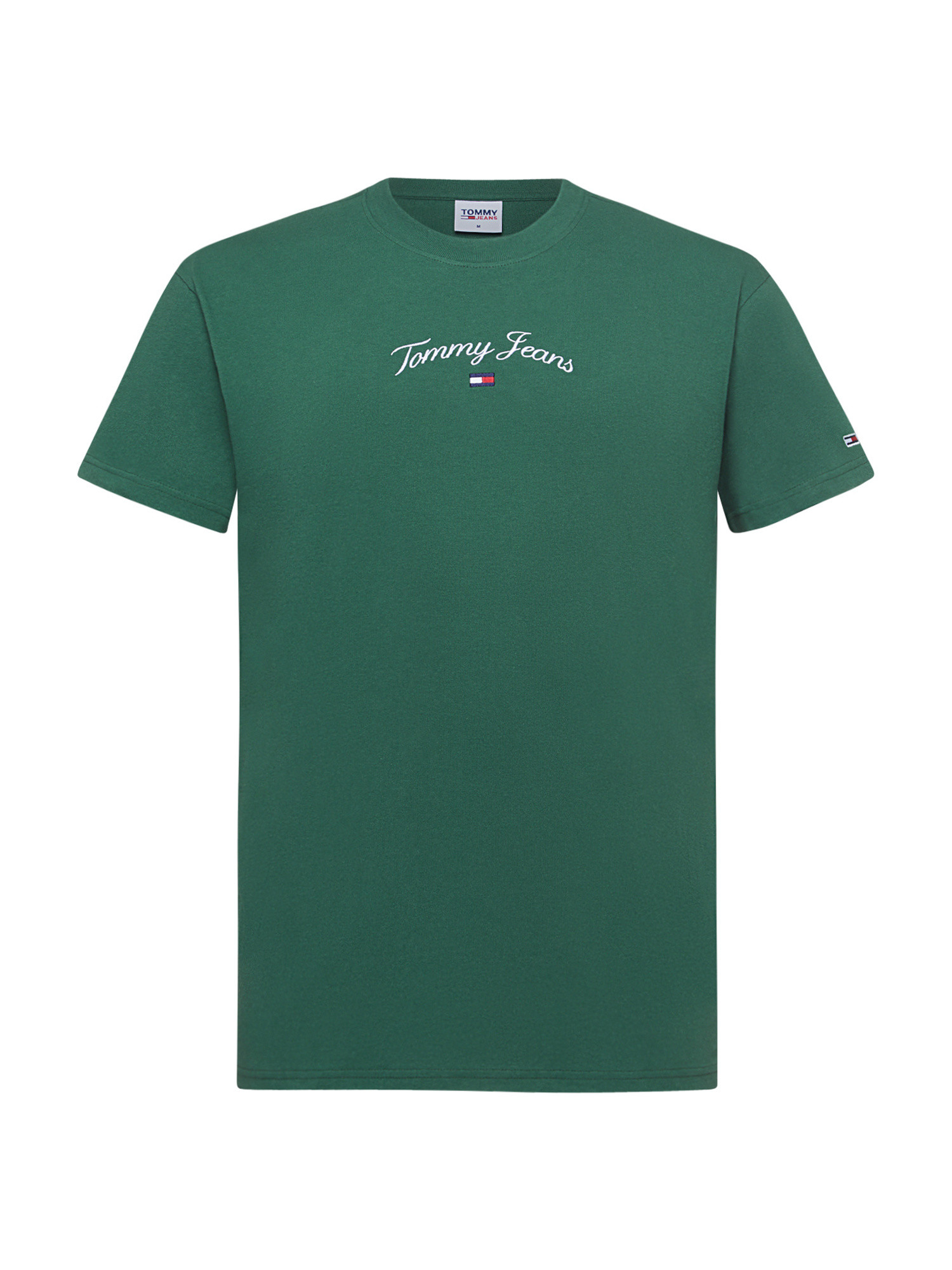 Tommy Jeans -Relaxed fit cotton T-shirt with logo, Dark Green, large image number 0