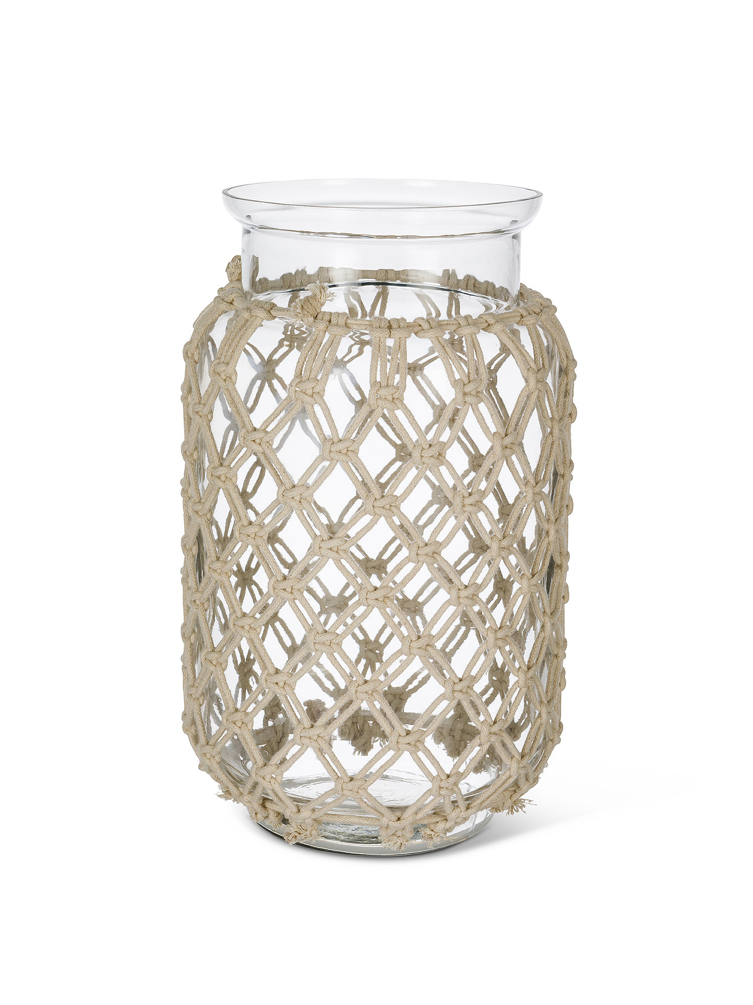Glass vase with macrame decoration, Transparent, large image number 0