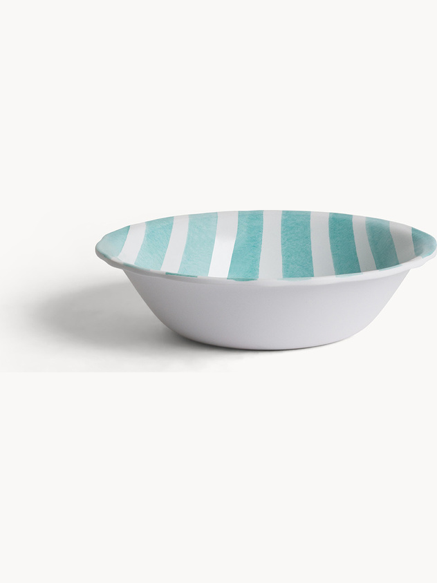 Striped melamine soup plate