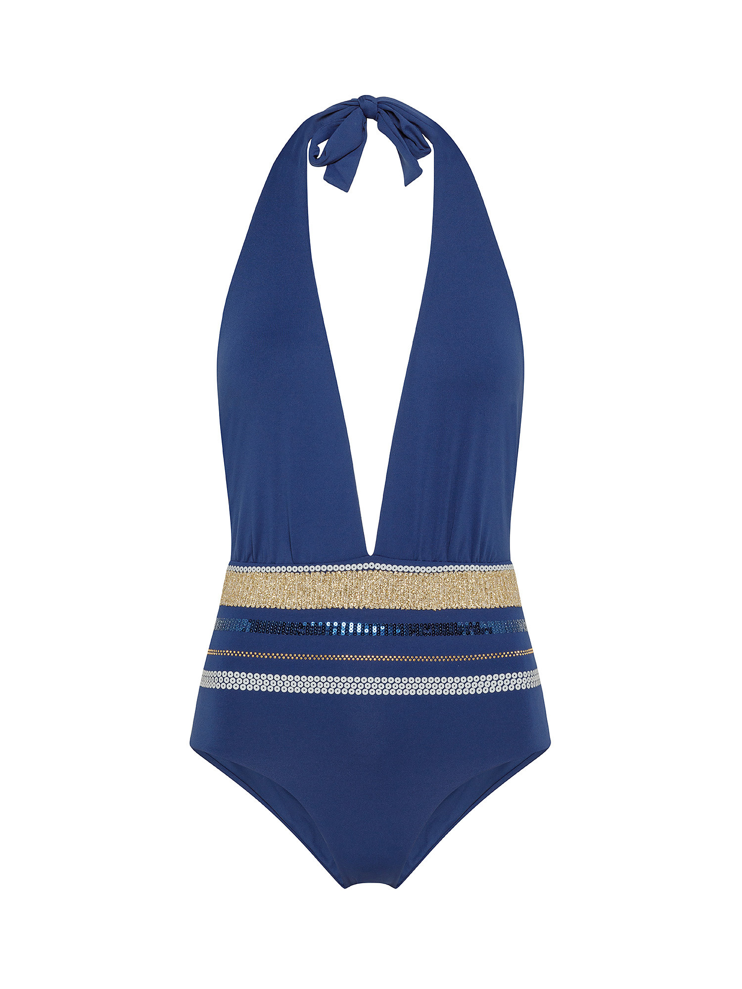 One piece swimsuit with sequins, Blue, large image number 0