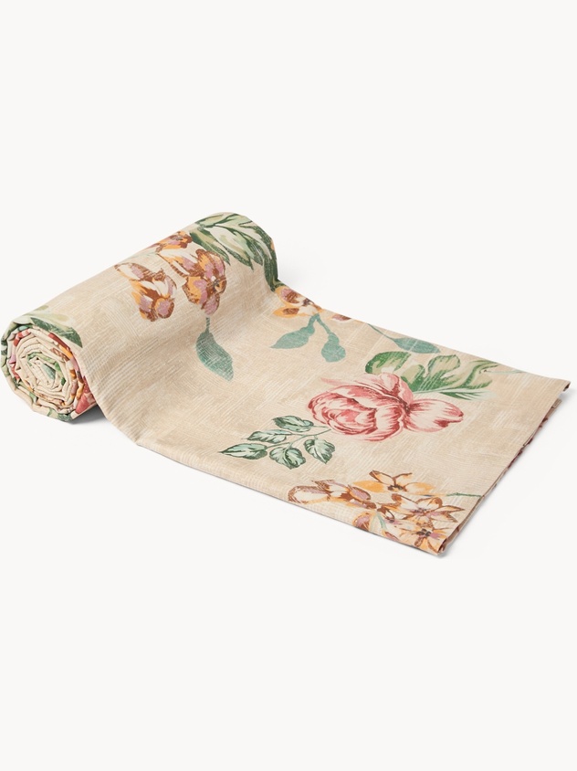 Pure cotton Panama throw with vintage floral print - Discounted Price