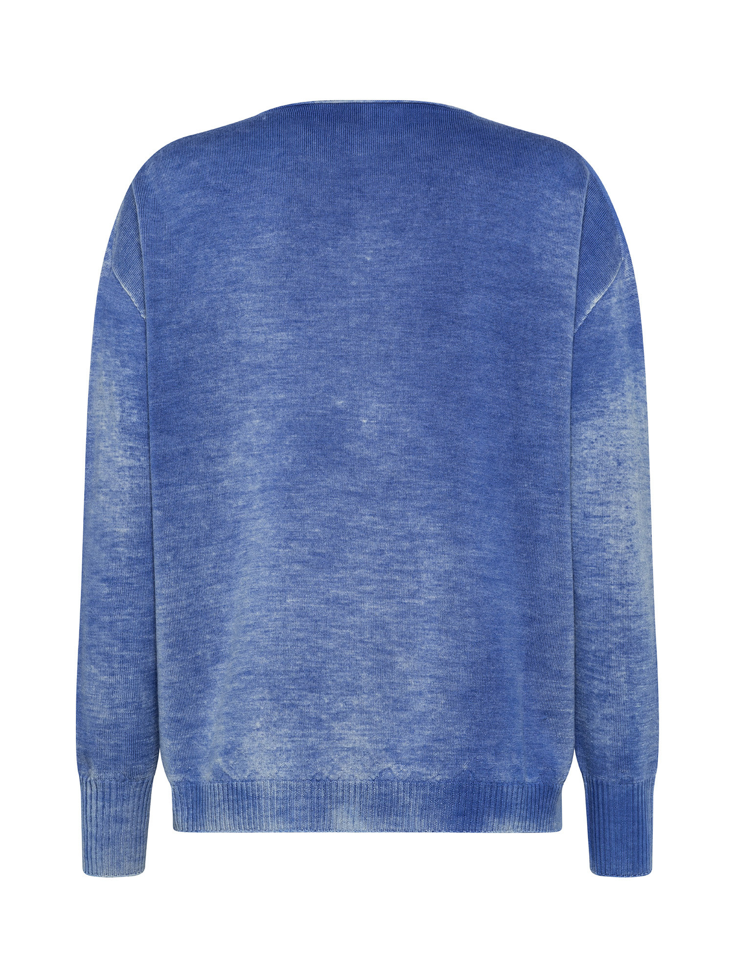 K Collection - V-neck sweater in extrafine wool, Blue, large image number 1