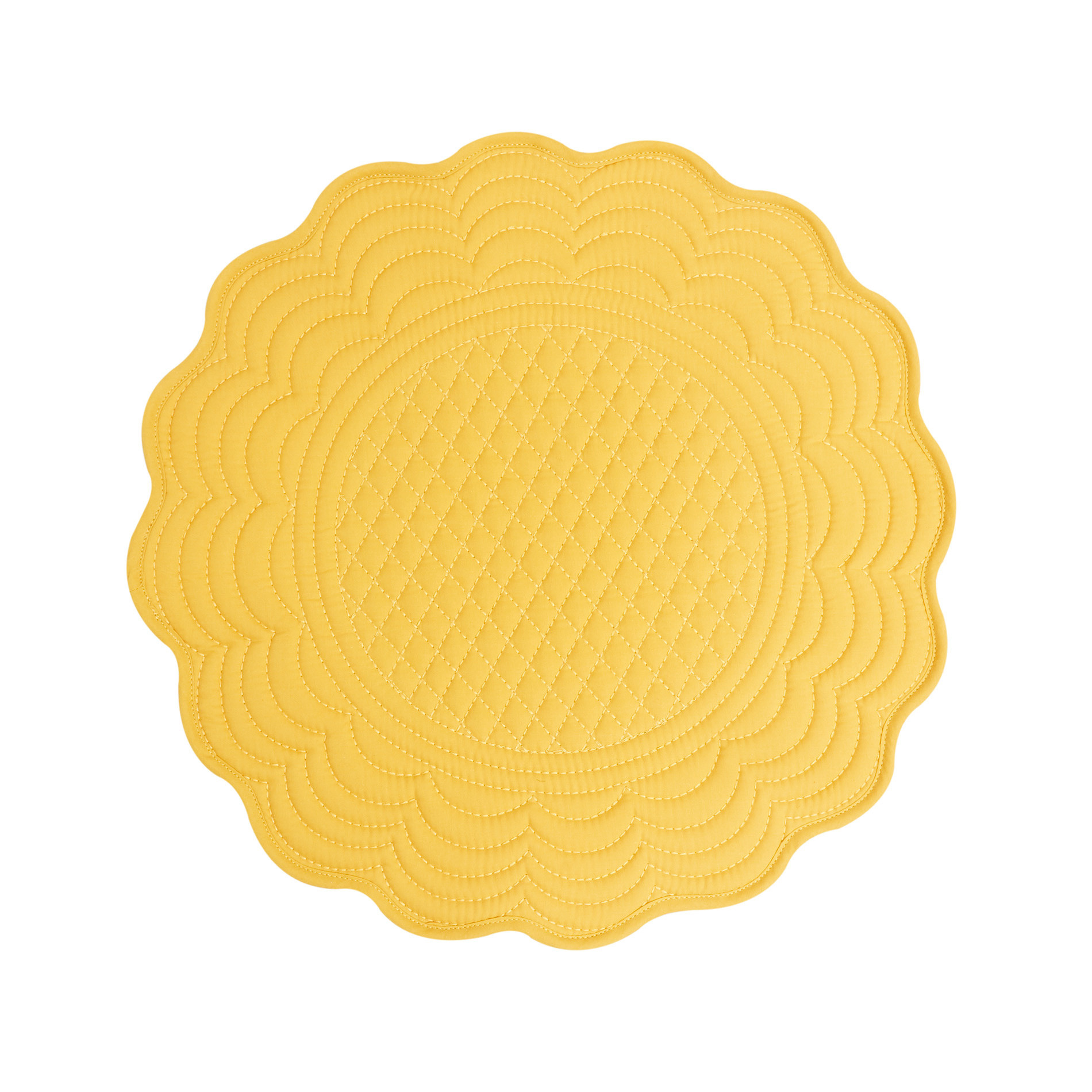 Round solid colour table mat in 100% cotton, Ocra Yellow, large image number 0