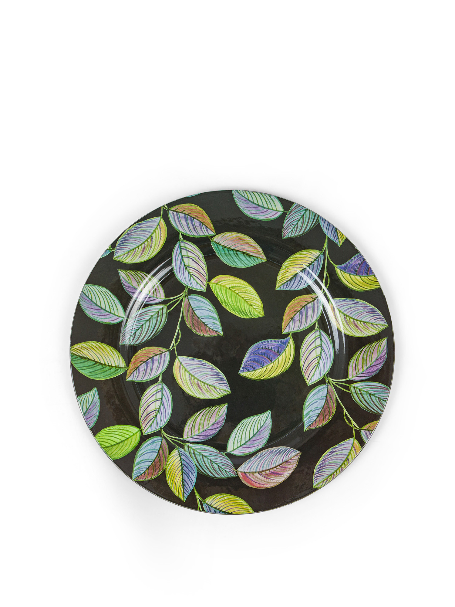 Foliage motif plastic charger plate, Blue, large image number 0