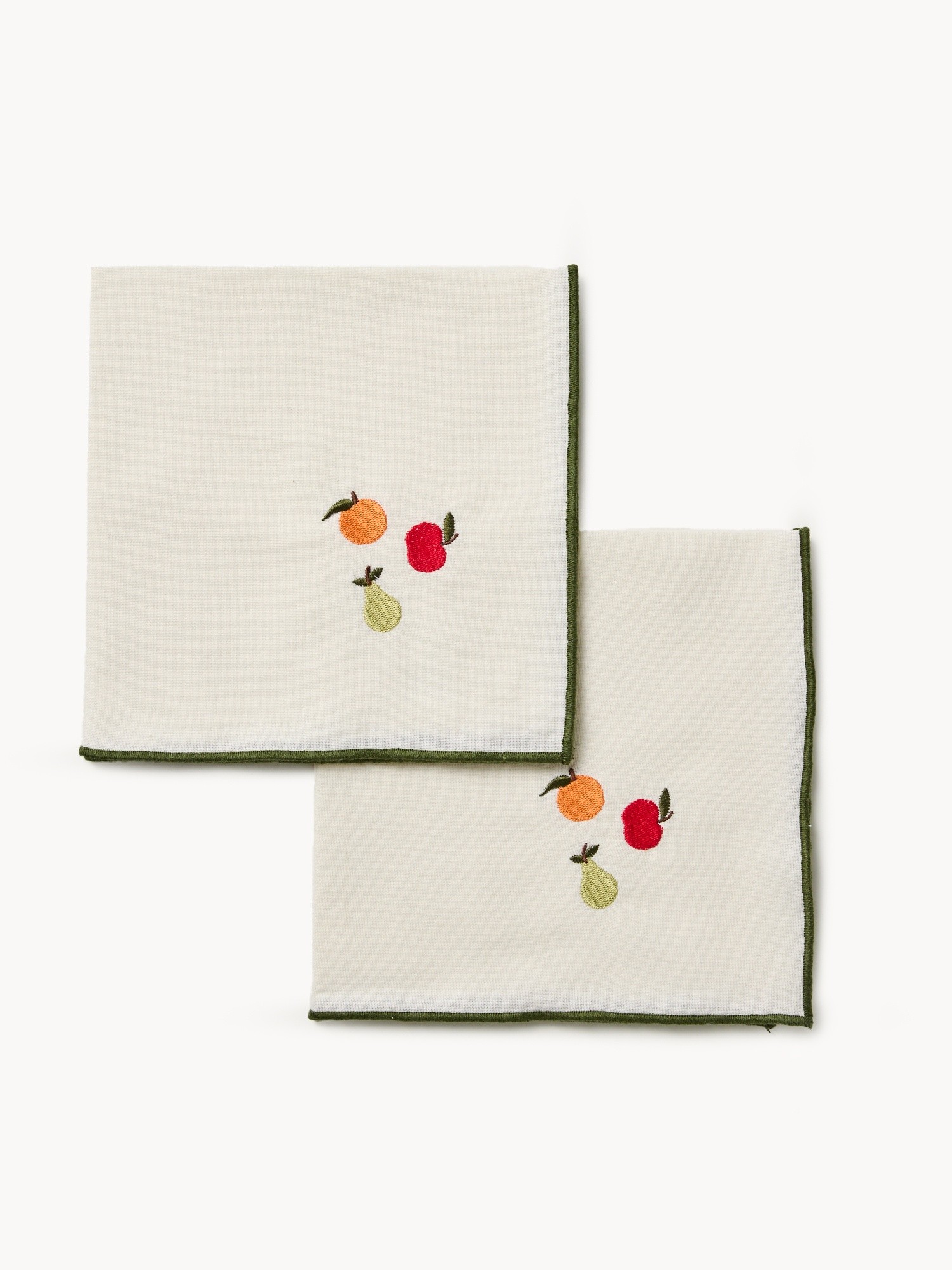 Set of 2 cotton napkins with fruit embroidery, Multicolor, large image number 0