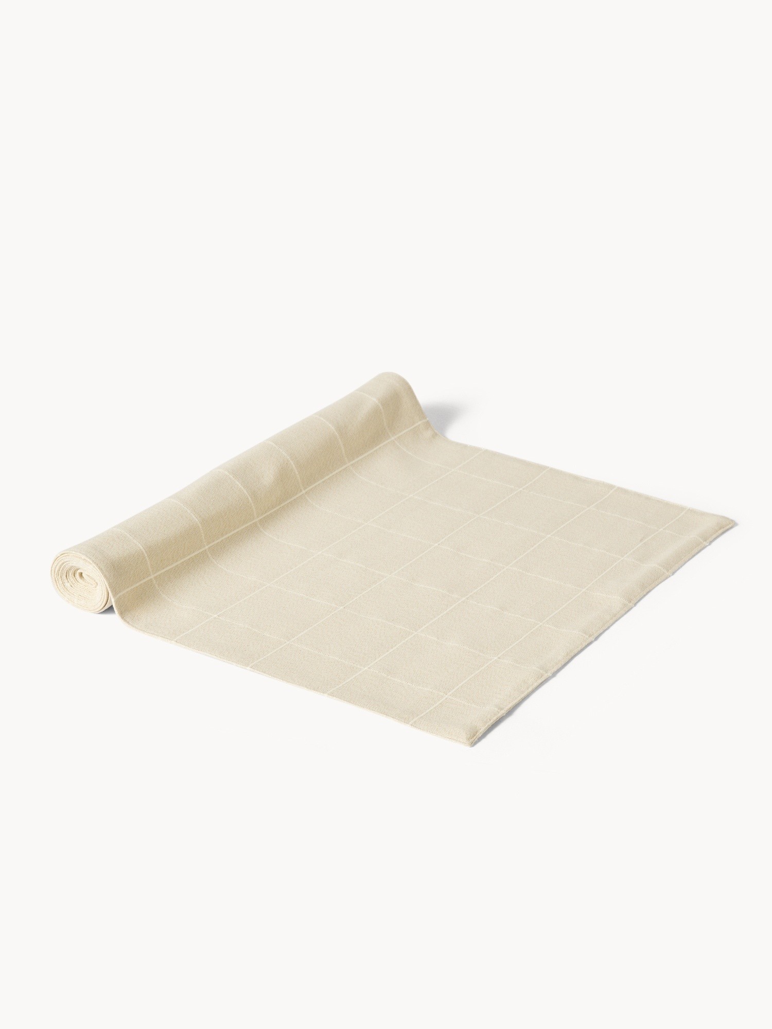 Cotton and lurex table runner with a check pattern, Gold, large image number 0