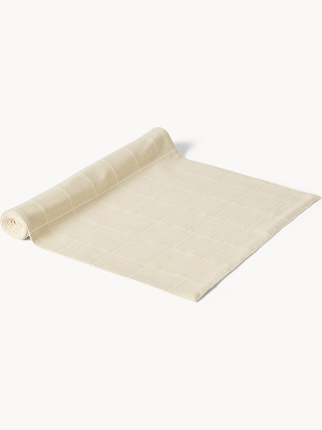 Runner in cotone e lurex motivo check