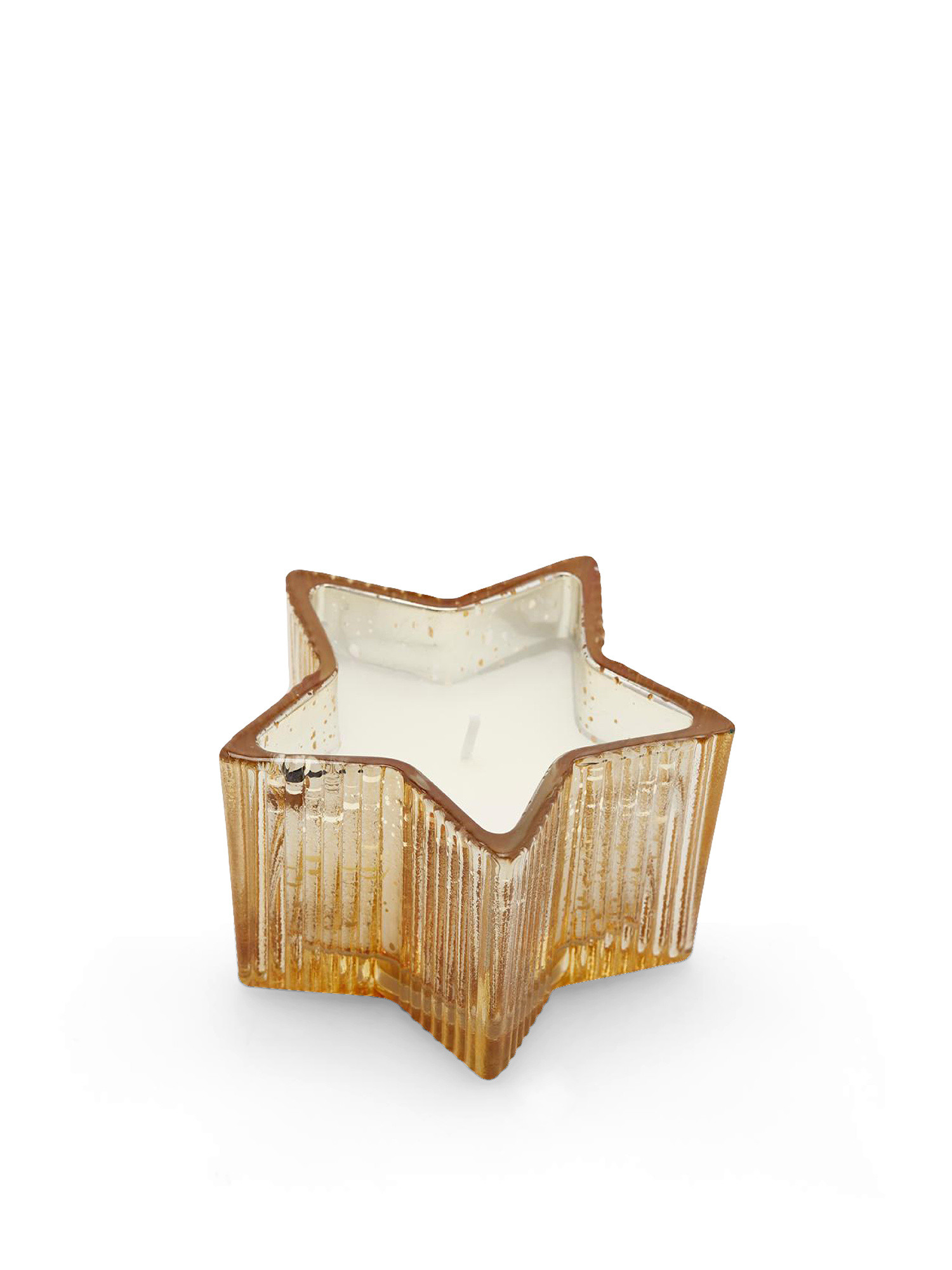 Candle in star-shaped glass container, Gold, large image number 0
