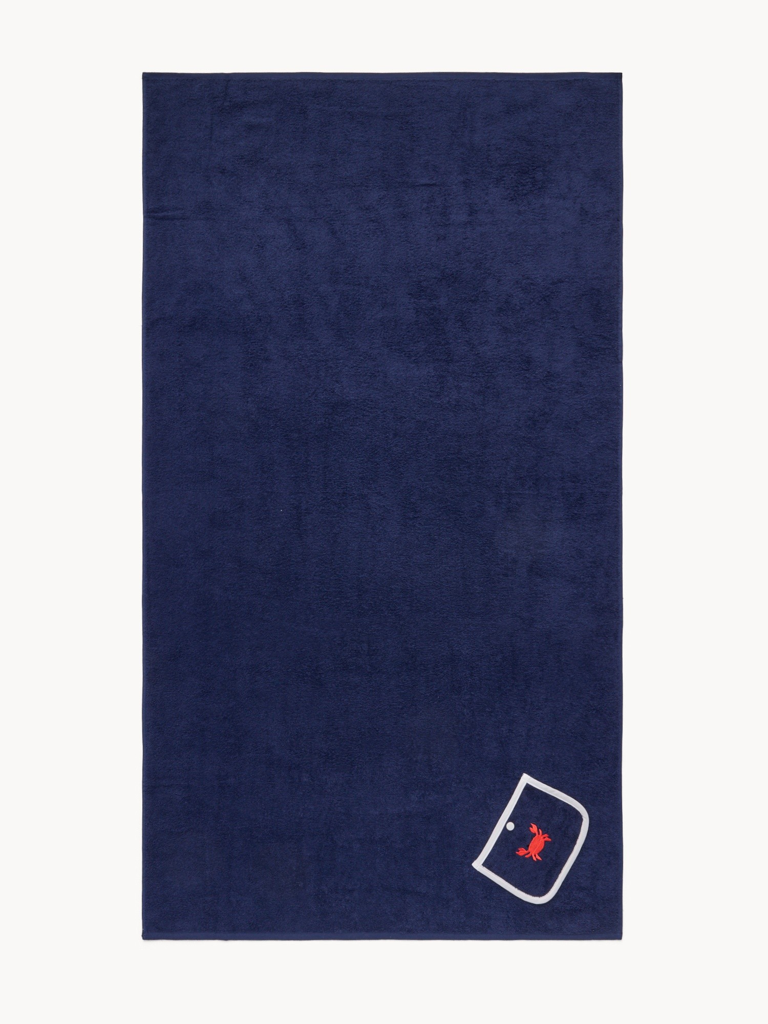 Telo mare in spugna di cotone ricamo granchio, Blu, large image number 0