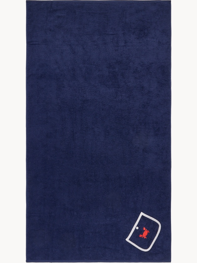 Telo mare in spugna di cotone ricamo granchio