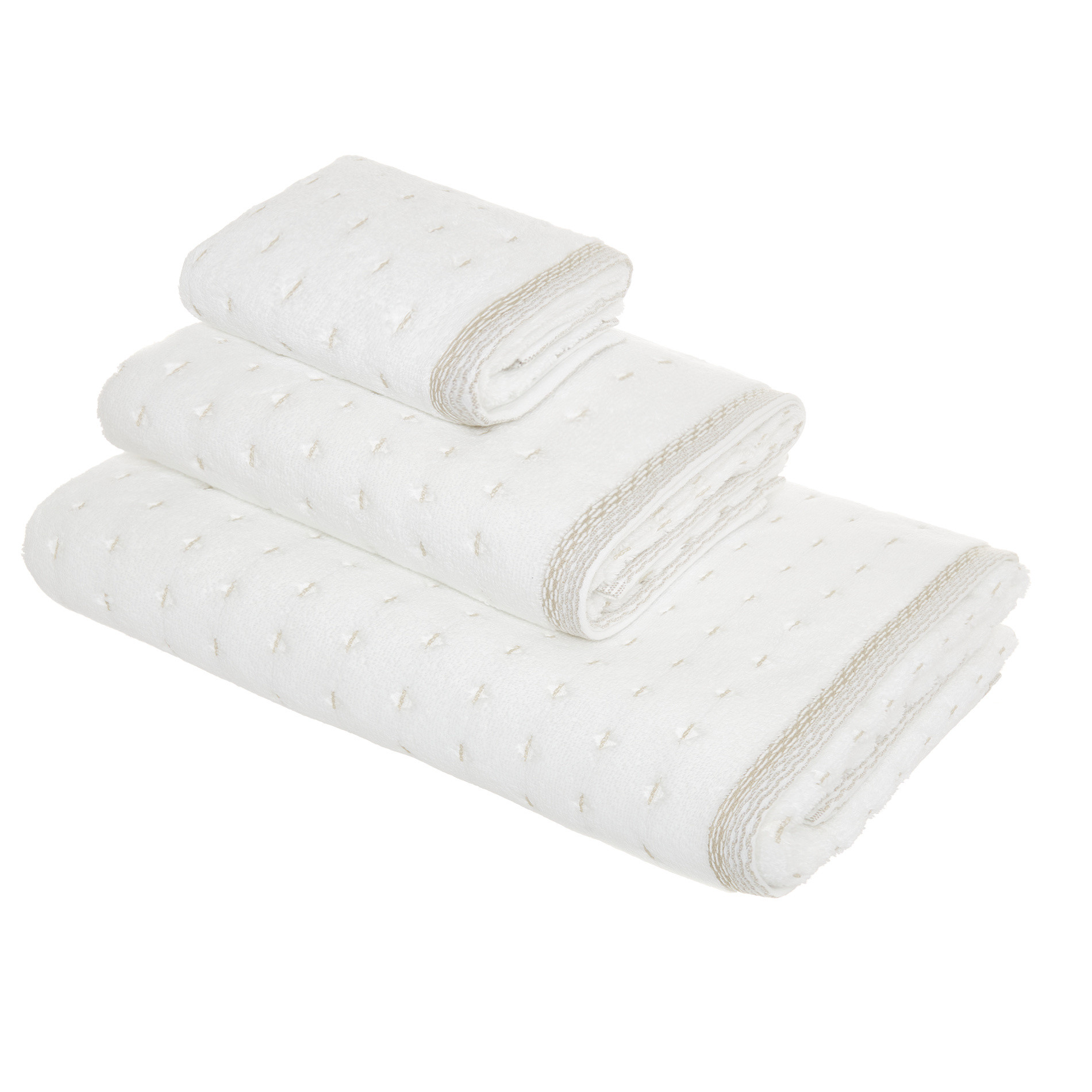 Portofino dots pattern cotton terry towel, White, large image number 0