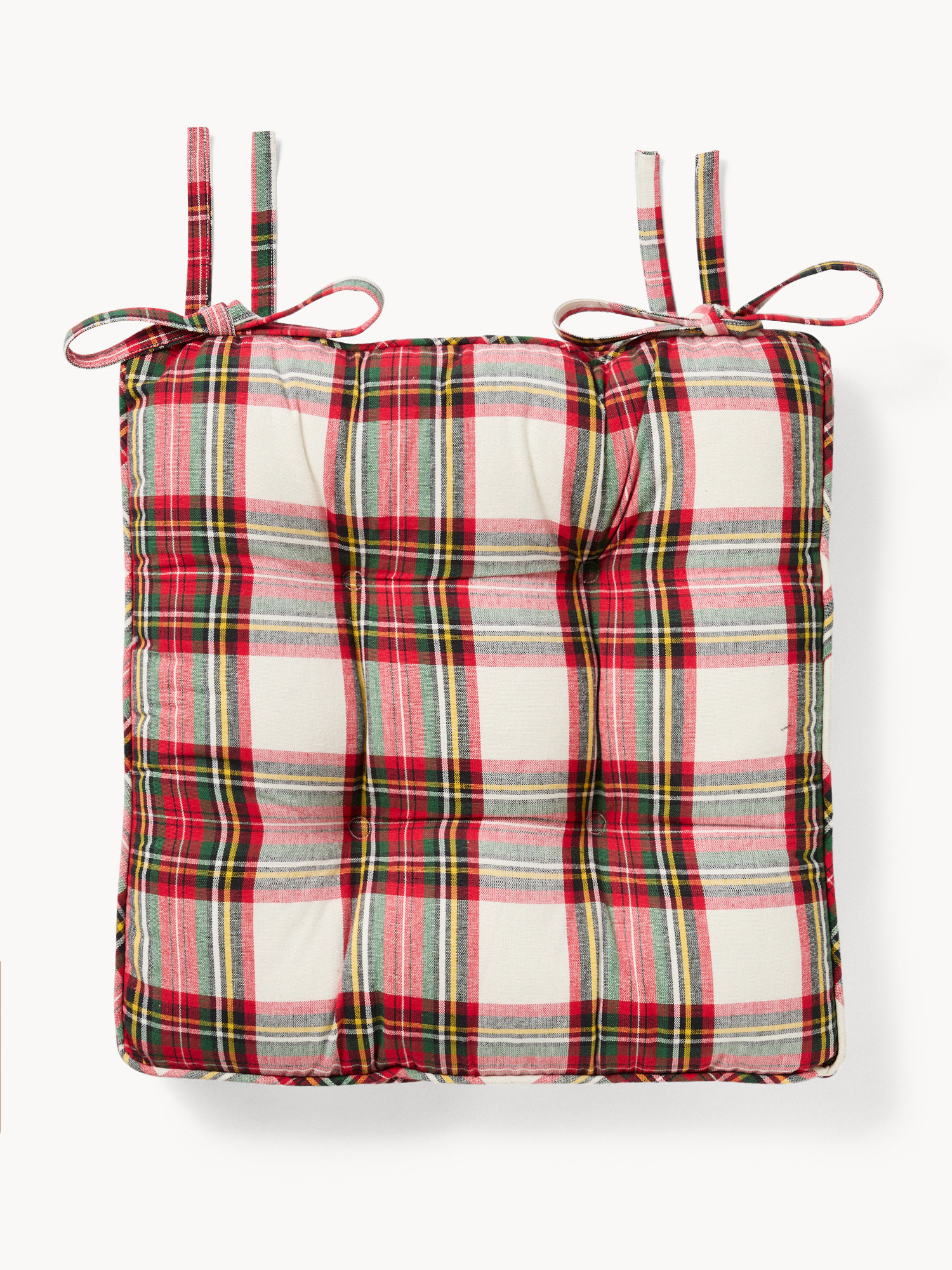 Cuscino da sedia tartan a materasso in puro cotone tinto filo, Multicolor, large image number 0