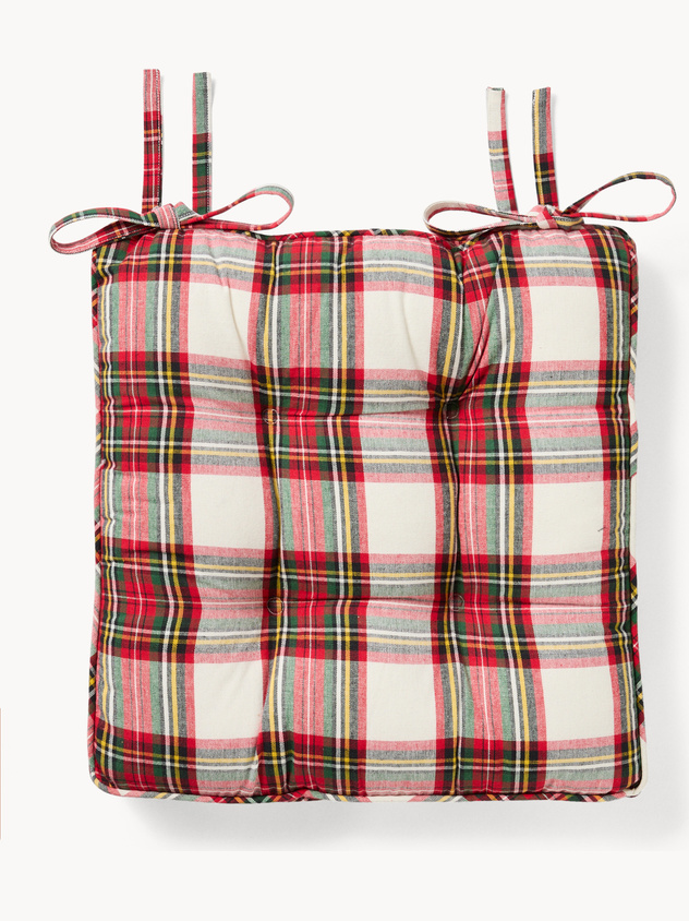 Cuscino da sedia tartan a materasso in puro cotone tinto filo
