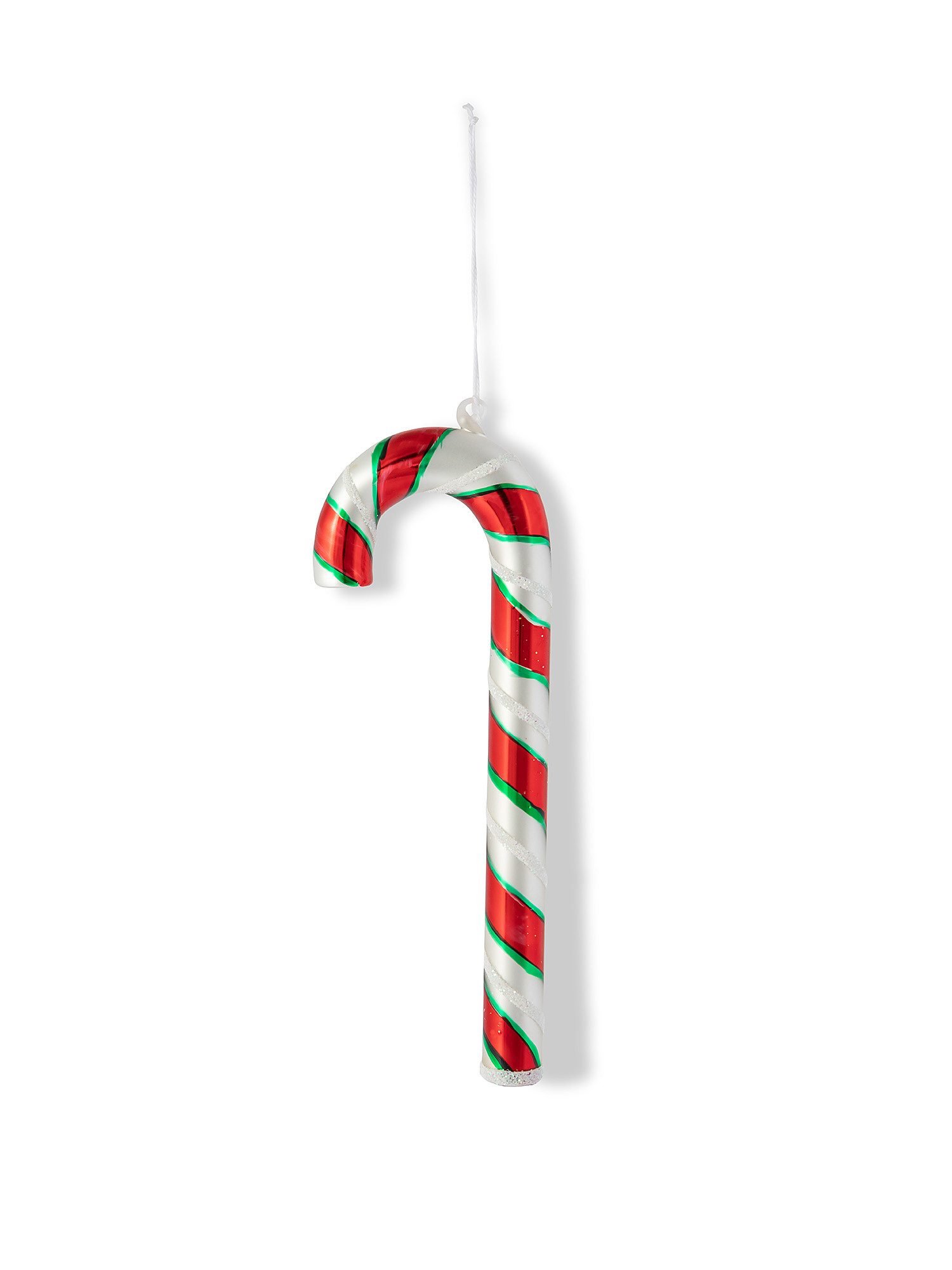 Hand blown glass candy canes decoration, White, large image number 0