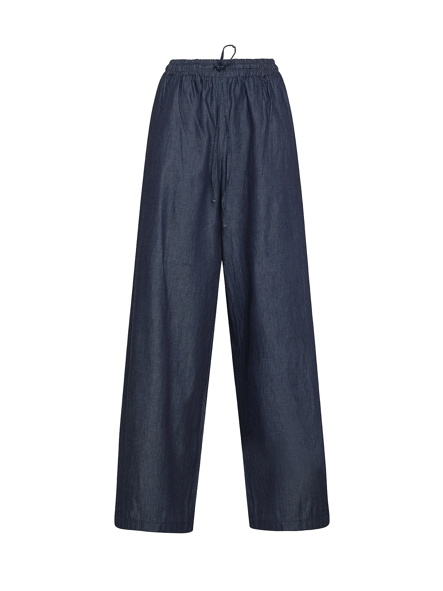 Solid color chambray trousers in cotton, Light Blue, large image number 0