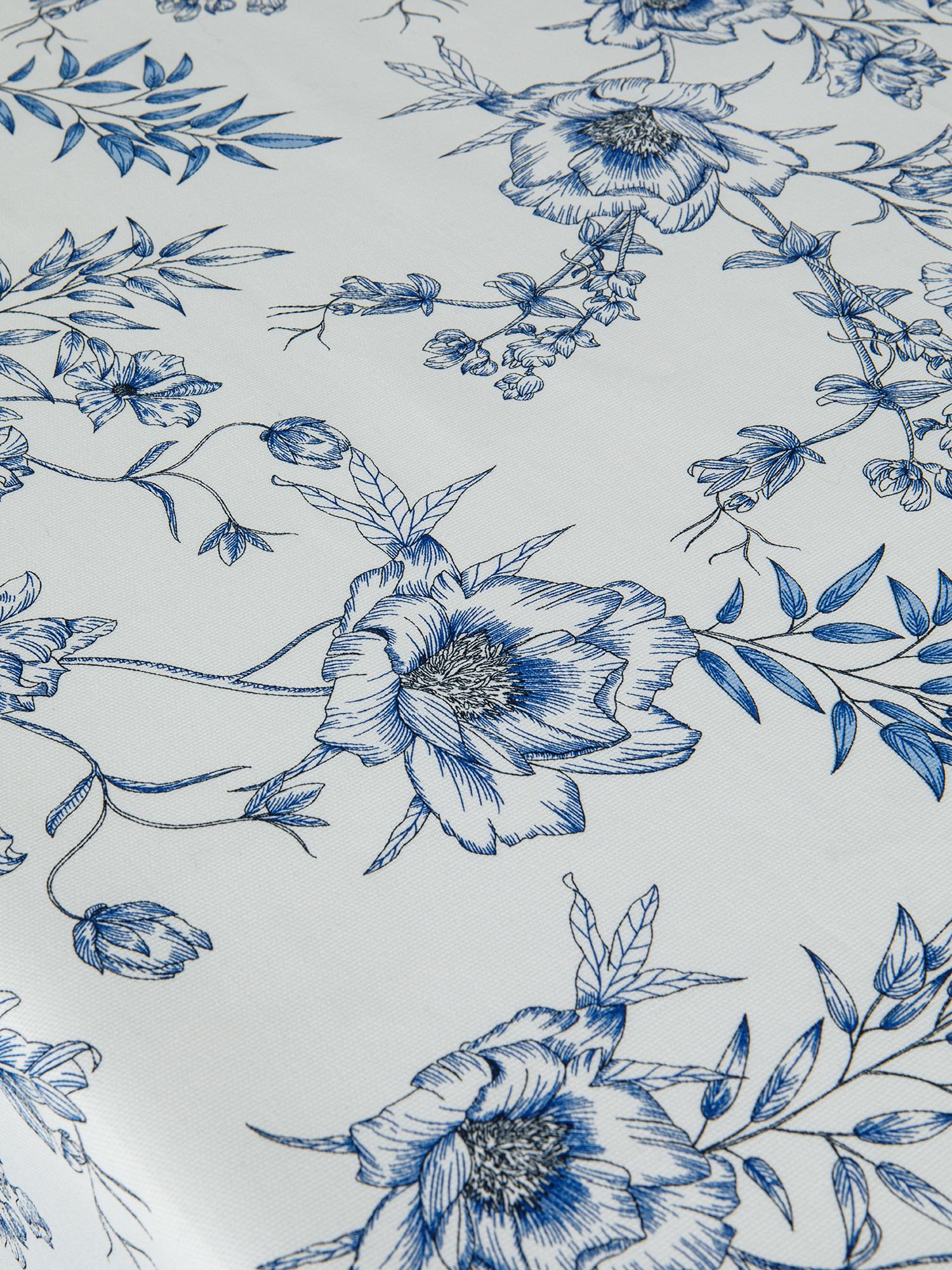 Tovaglia puro cotone stampa floreale, Azzurro, large image number 1