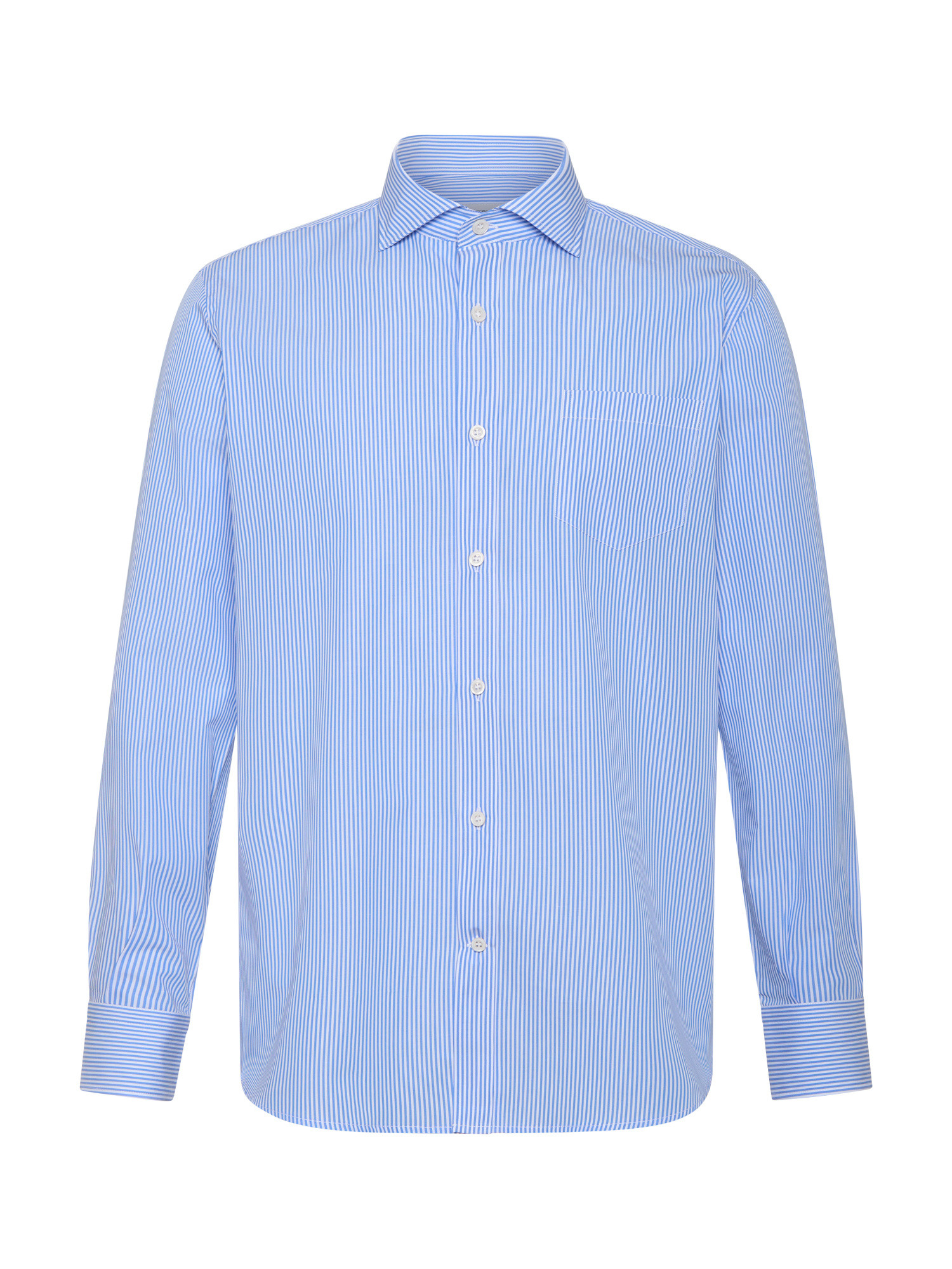 Luca D'Altieri - Camicia casual regular fit in popeline di puro cotone, Azzurro, large image number 1