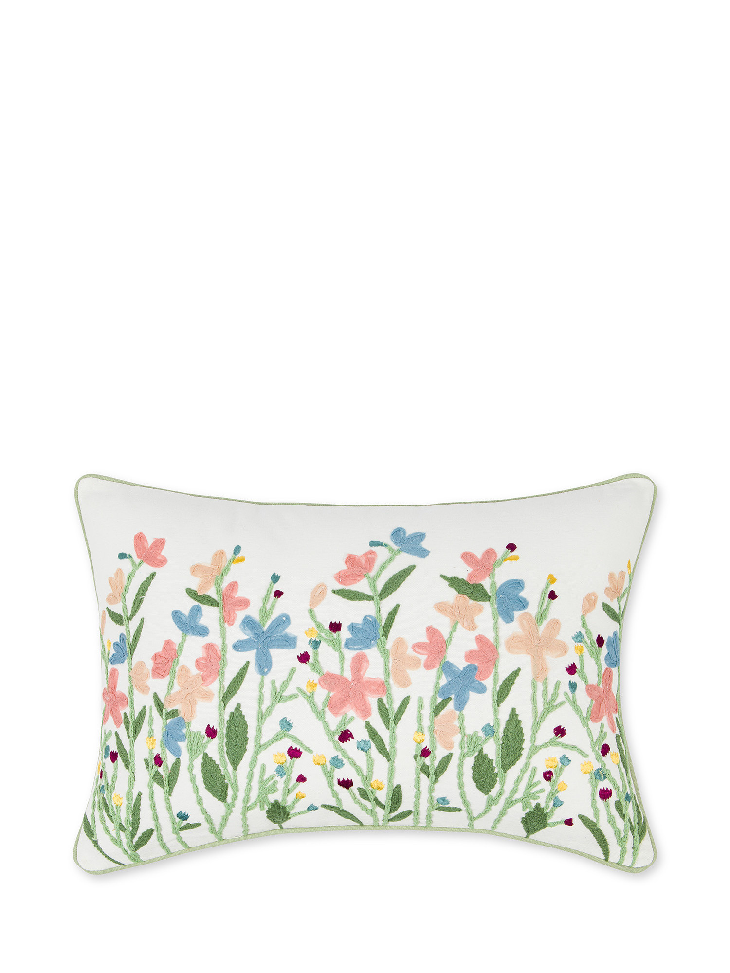 Flower embroidered cushion 35X50cm, Green, large image number 0