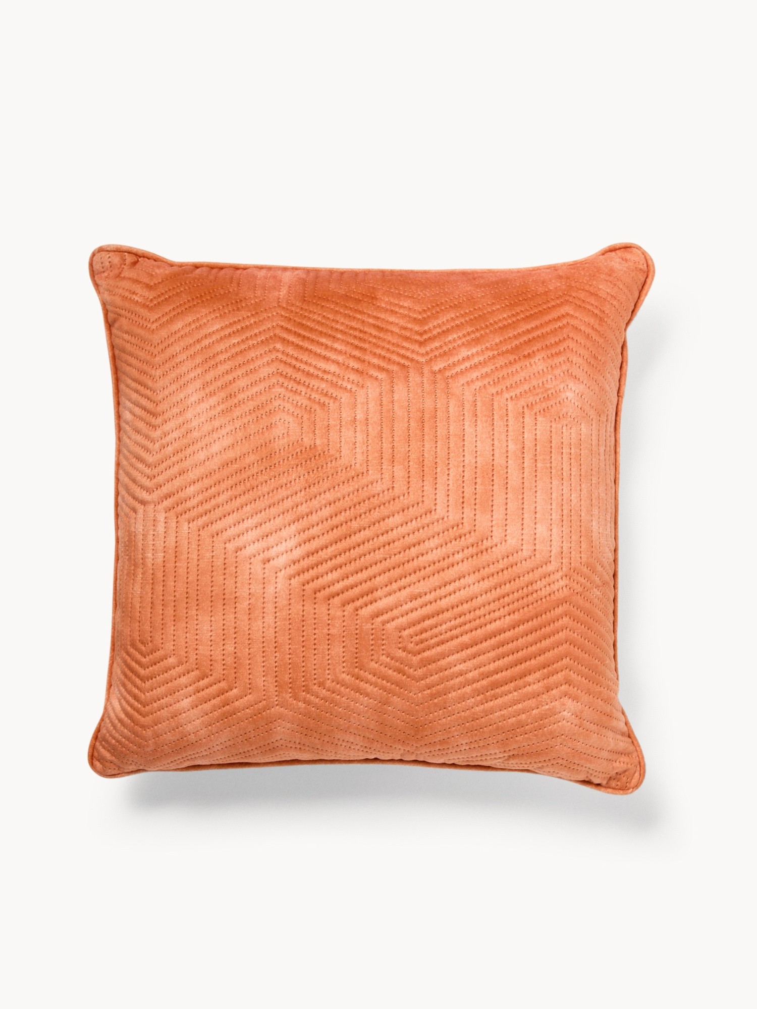 Geometric Pattern Velvet Cushion 45x45cm  - Discounted Price, Orange, large image number 0