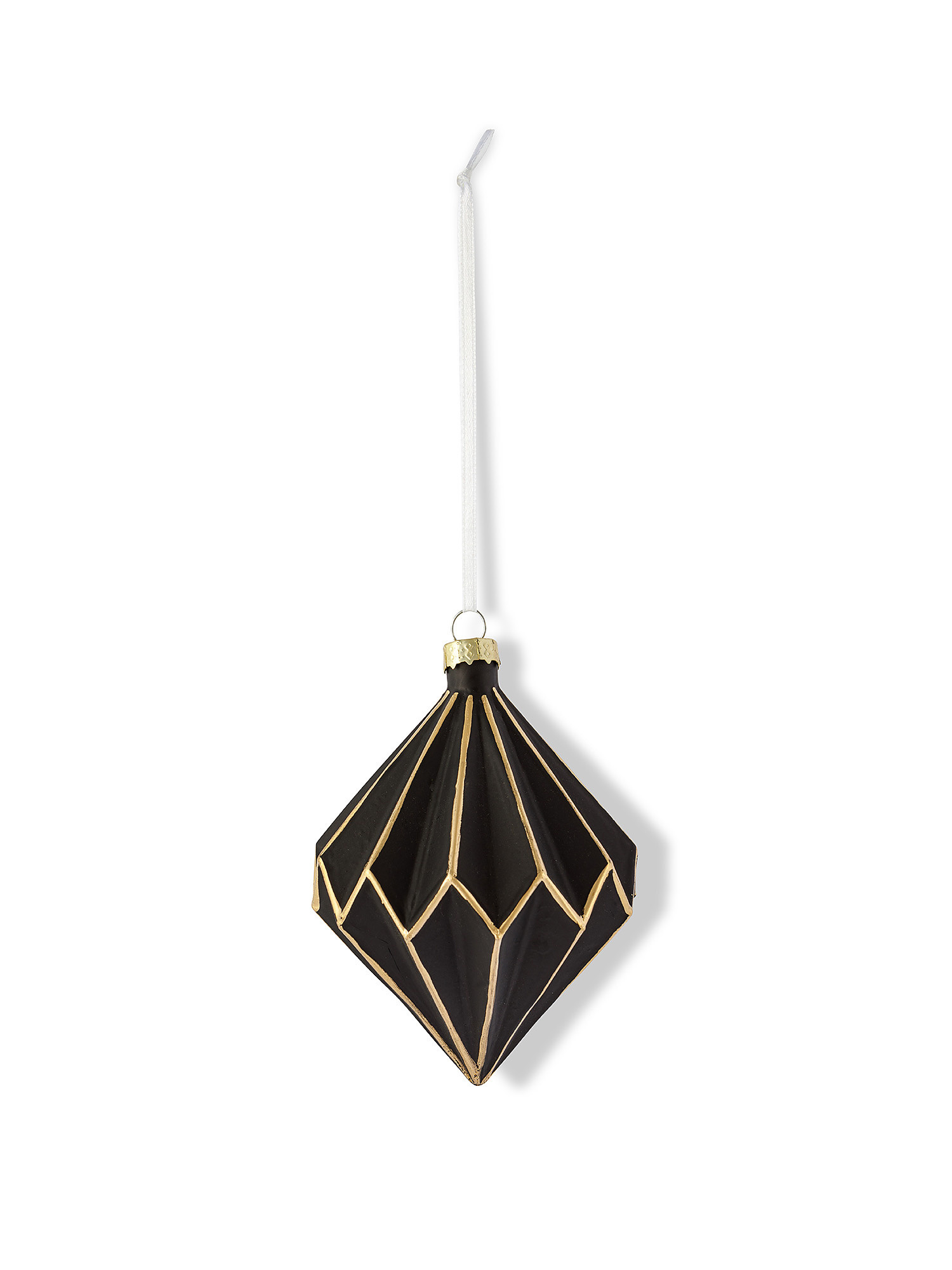 Rhombus tree decoration in hand-decorated glass, Black, large image number 0