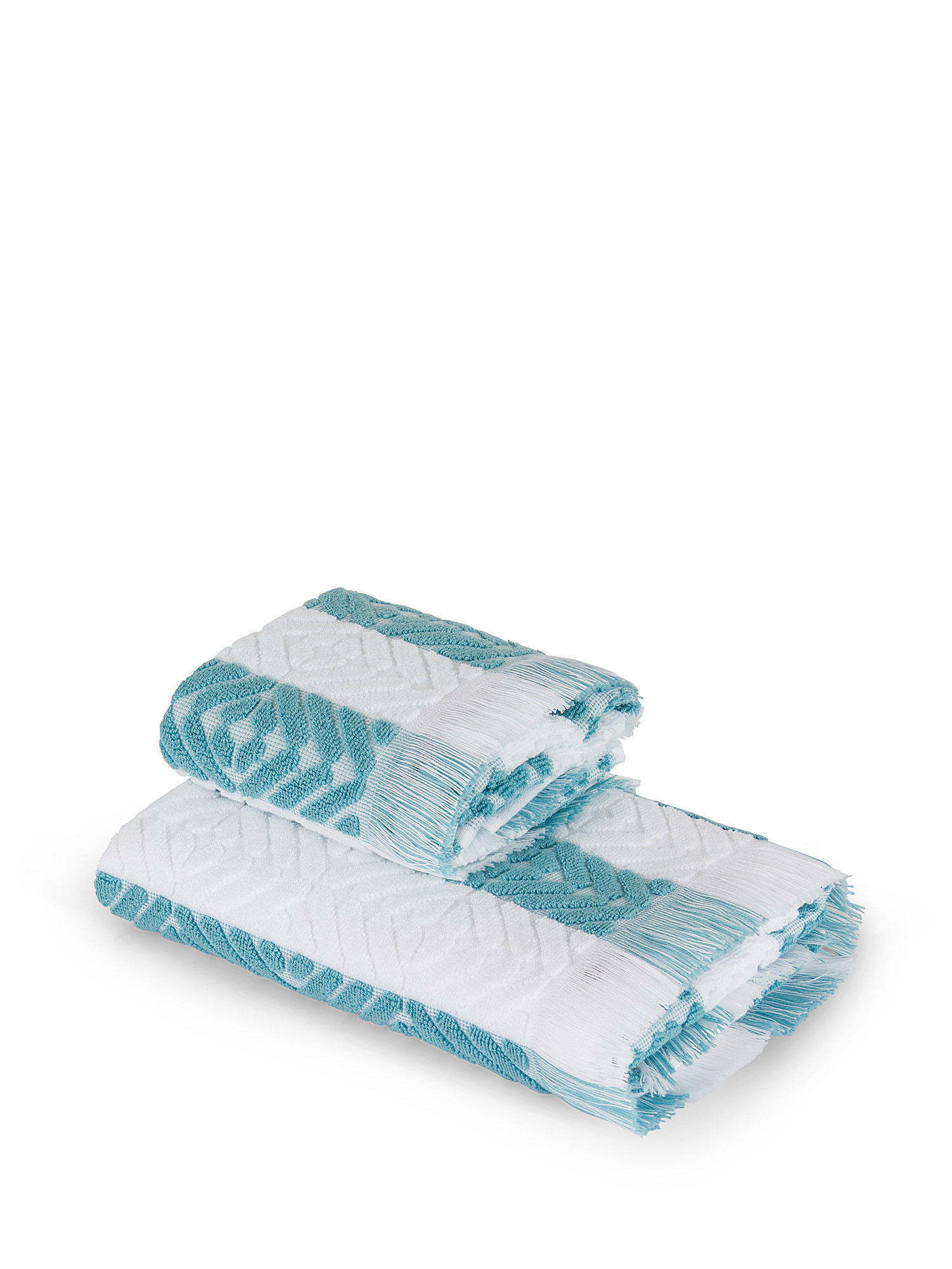 Terry towel in striped pattern cotton, Green, large image number 0