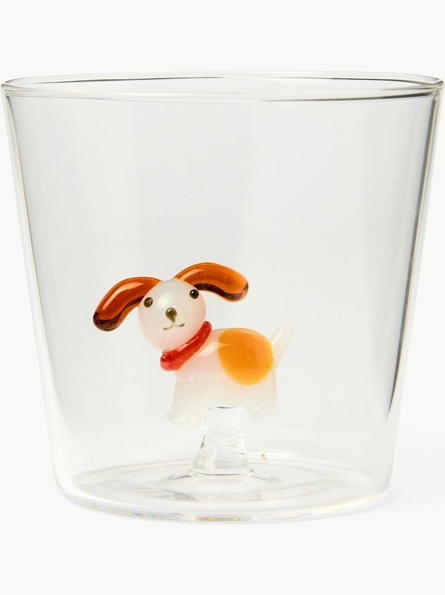 Bicchiere in vetro borosilicato dettaglio cagnolino