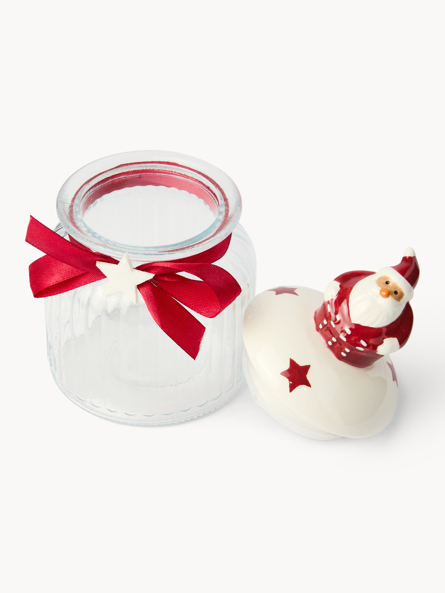 Glass jar with Santa Claus lid, White, large image number 1