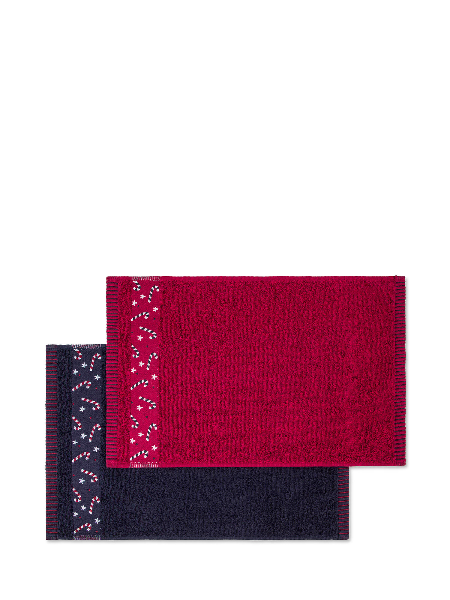 Double set of cotton towels with frill, Blue, large image number 2