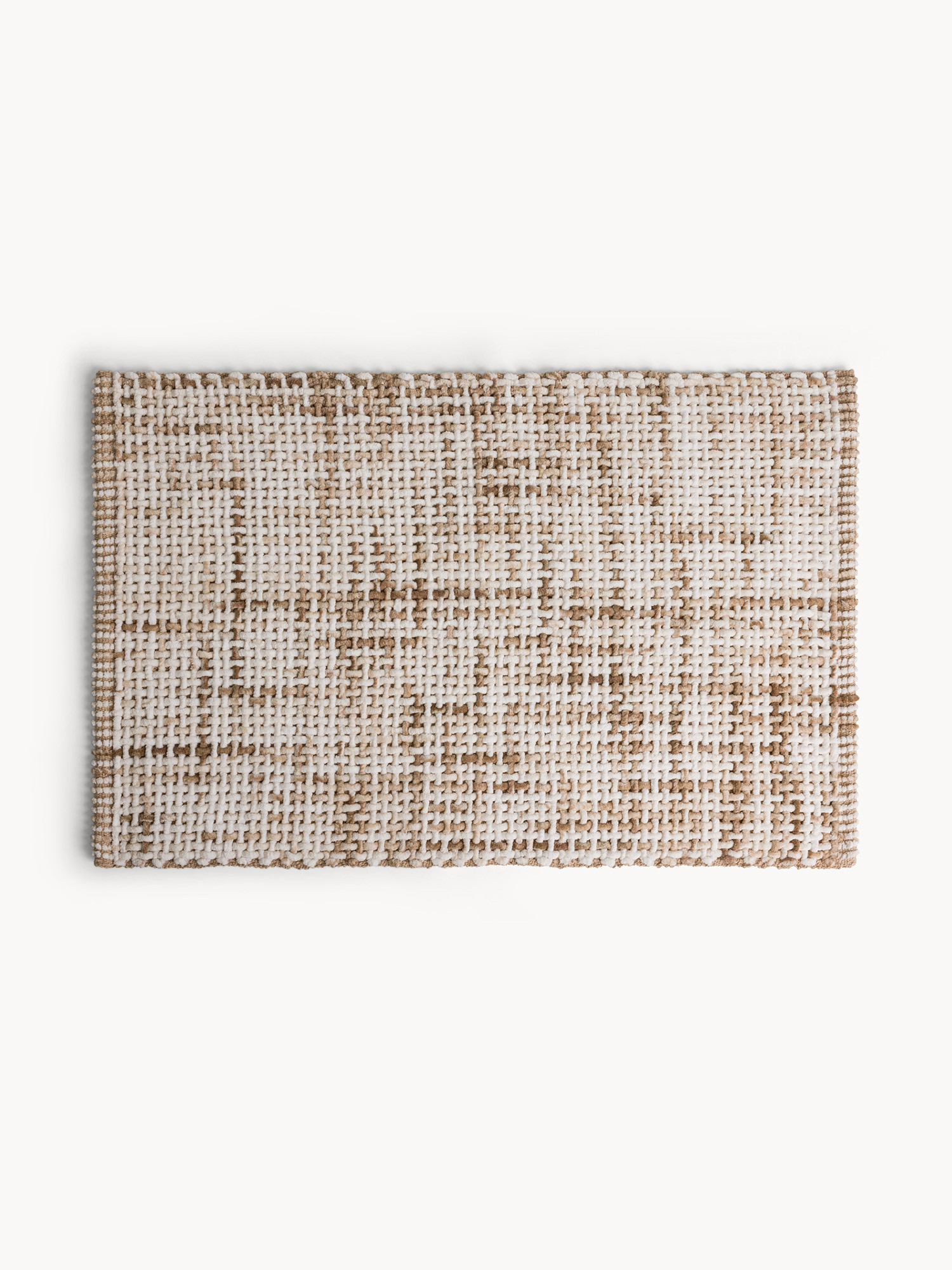 Tappeto bagno in ciniglia intrecciato, Beige, large image number 0