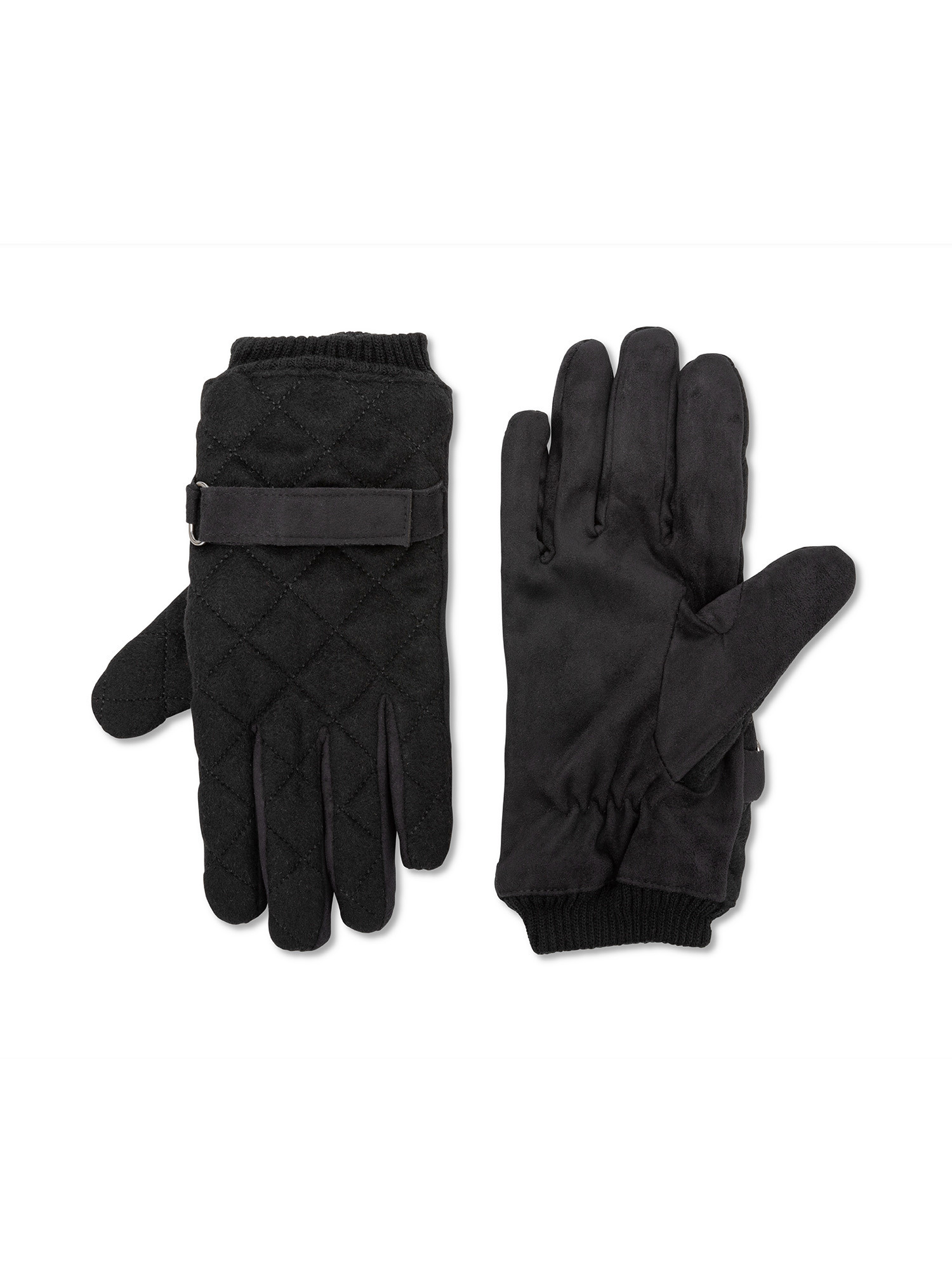 Luca D'Altieri - Quilted suede gloves, Black, large image number 0