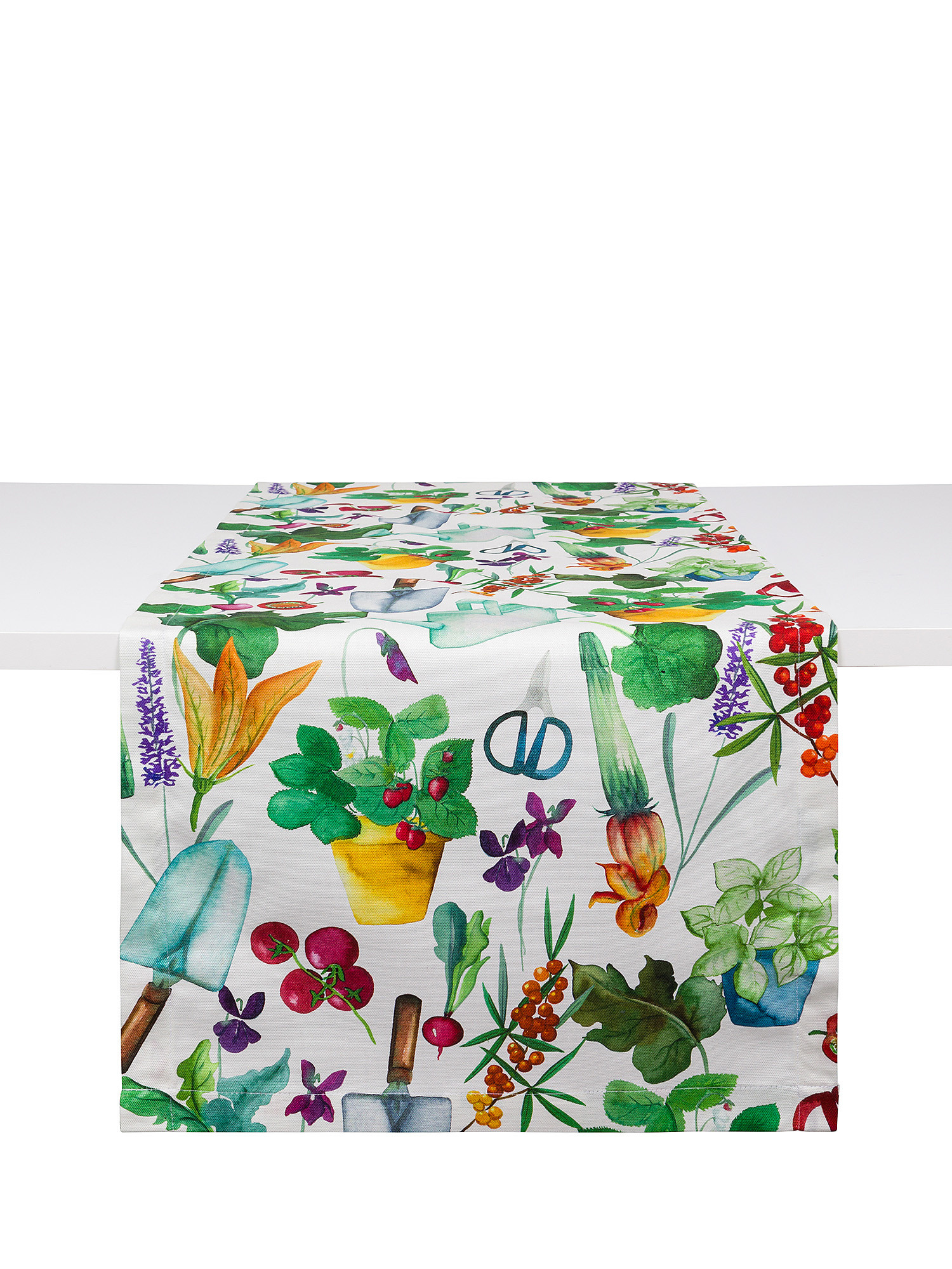 Runner panama di cotone stampa vegetale, Multicolor, large image number 0