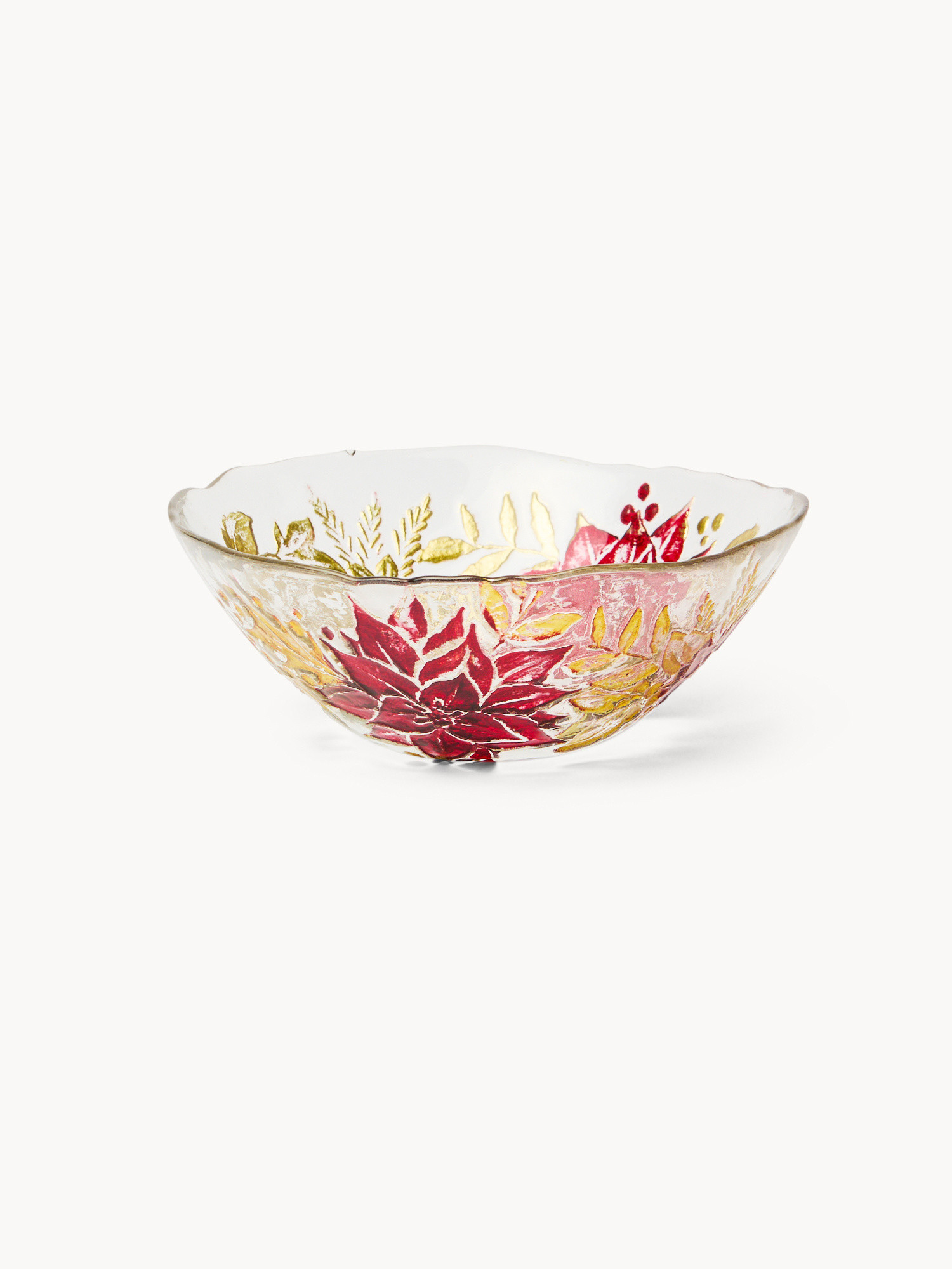 Glass bowl with a flower design, Red, large image number 0