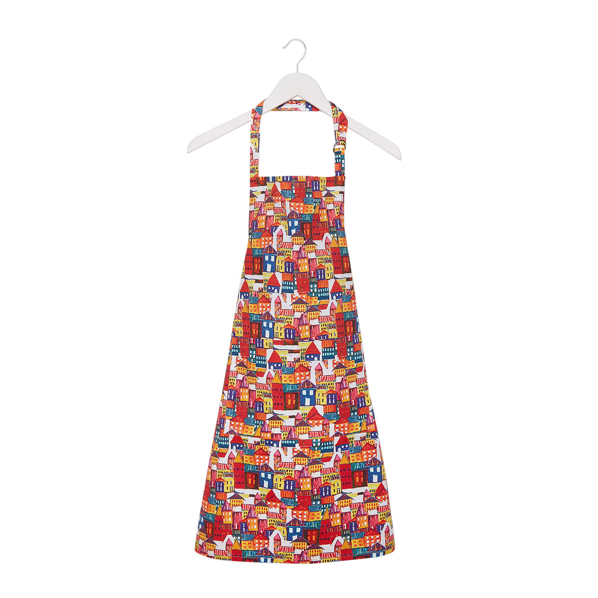 Cotton twill apron with house print, Multicolor, large image number 0