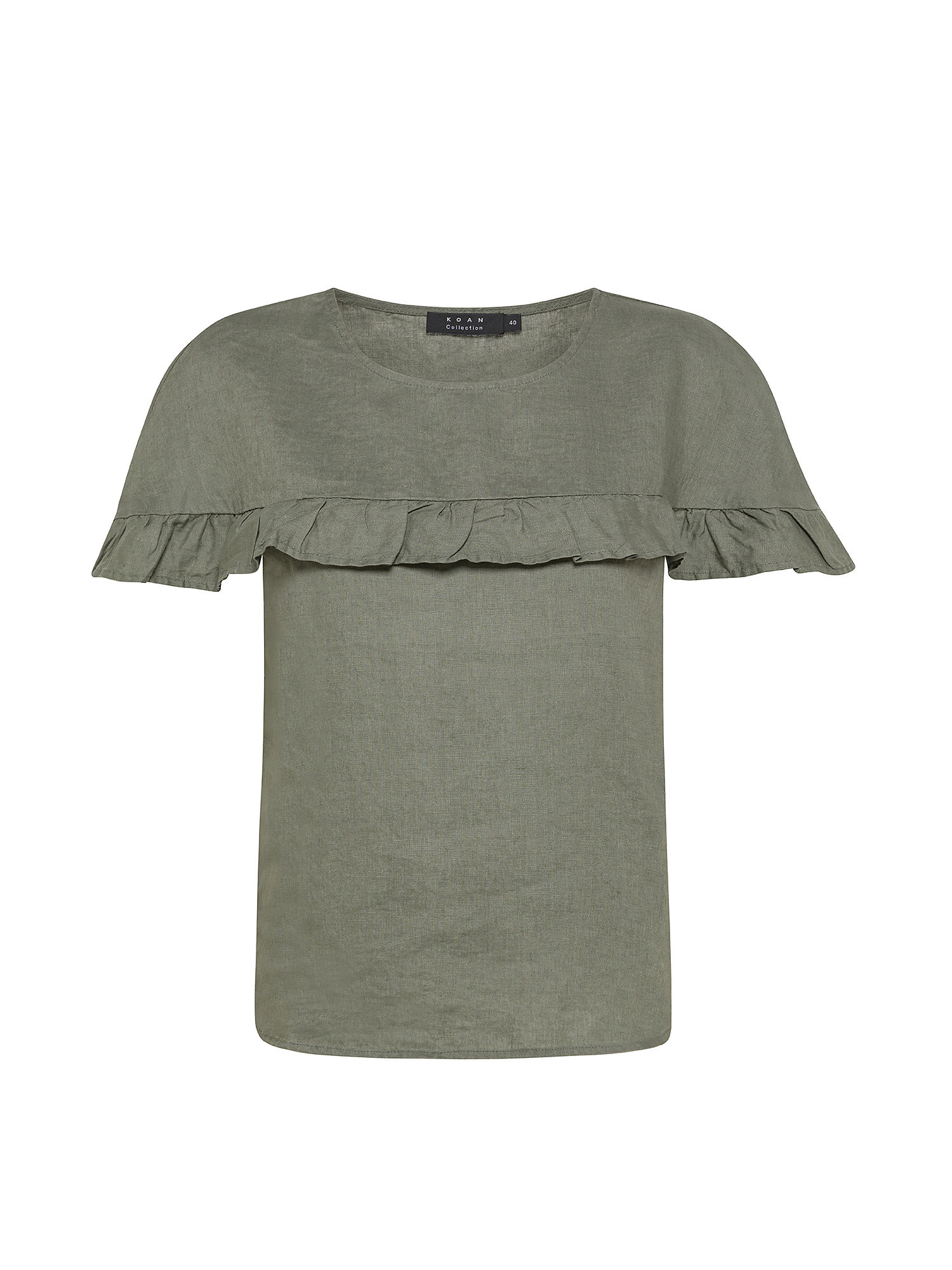 Koan - Blusa in lino con volant, Verde salvia, large image number 0