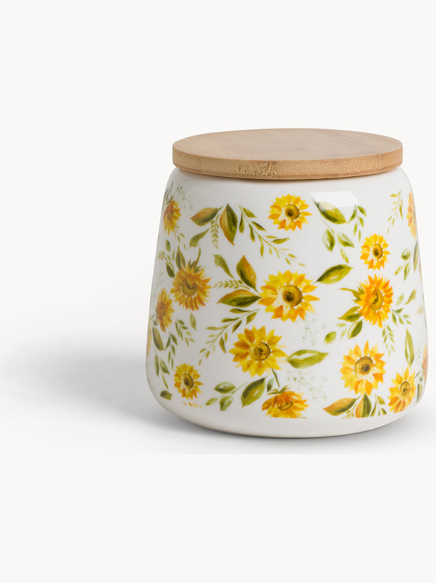 New bone china jar with sunflower motif