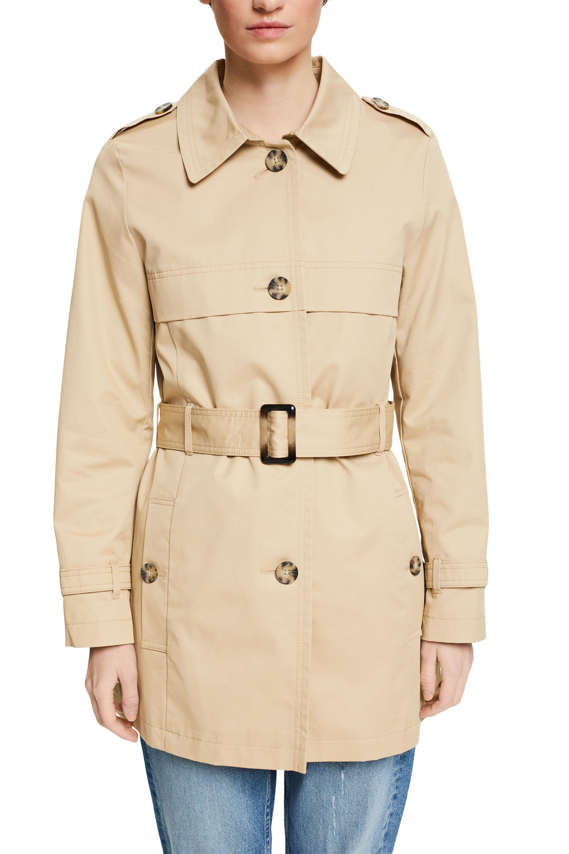 Trench con cintura, Beige, large