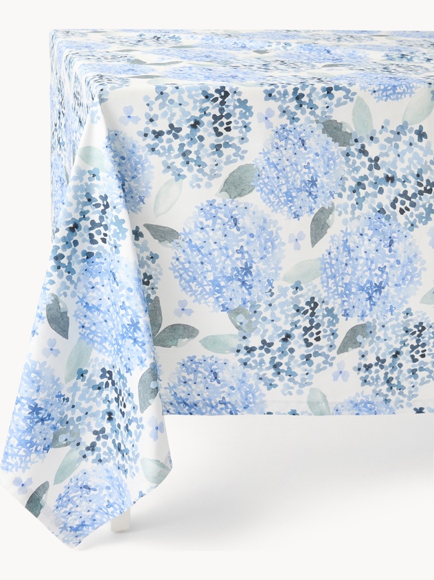 Tovaglia in panama di cotone con stampa ortensie