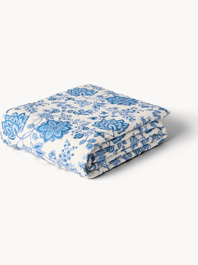 Copriletto trapuntato in cotone stampato