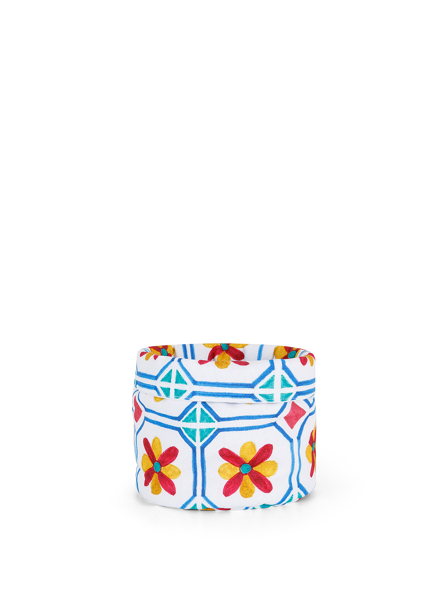 100% cotton basket with tile print, Multicolor, large image number 0