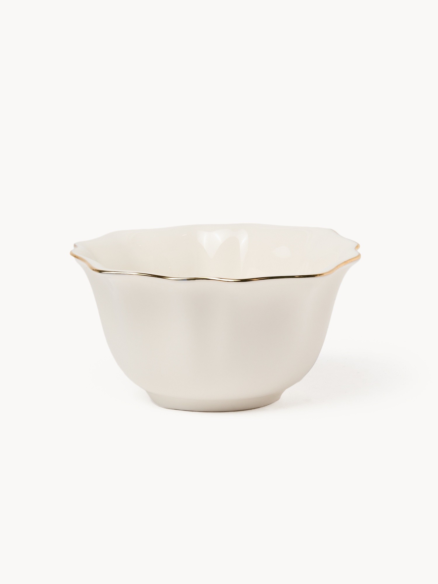 Porcelain small bowl with gold rim, White/Gold, large image number 0