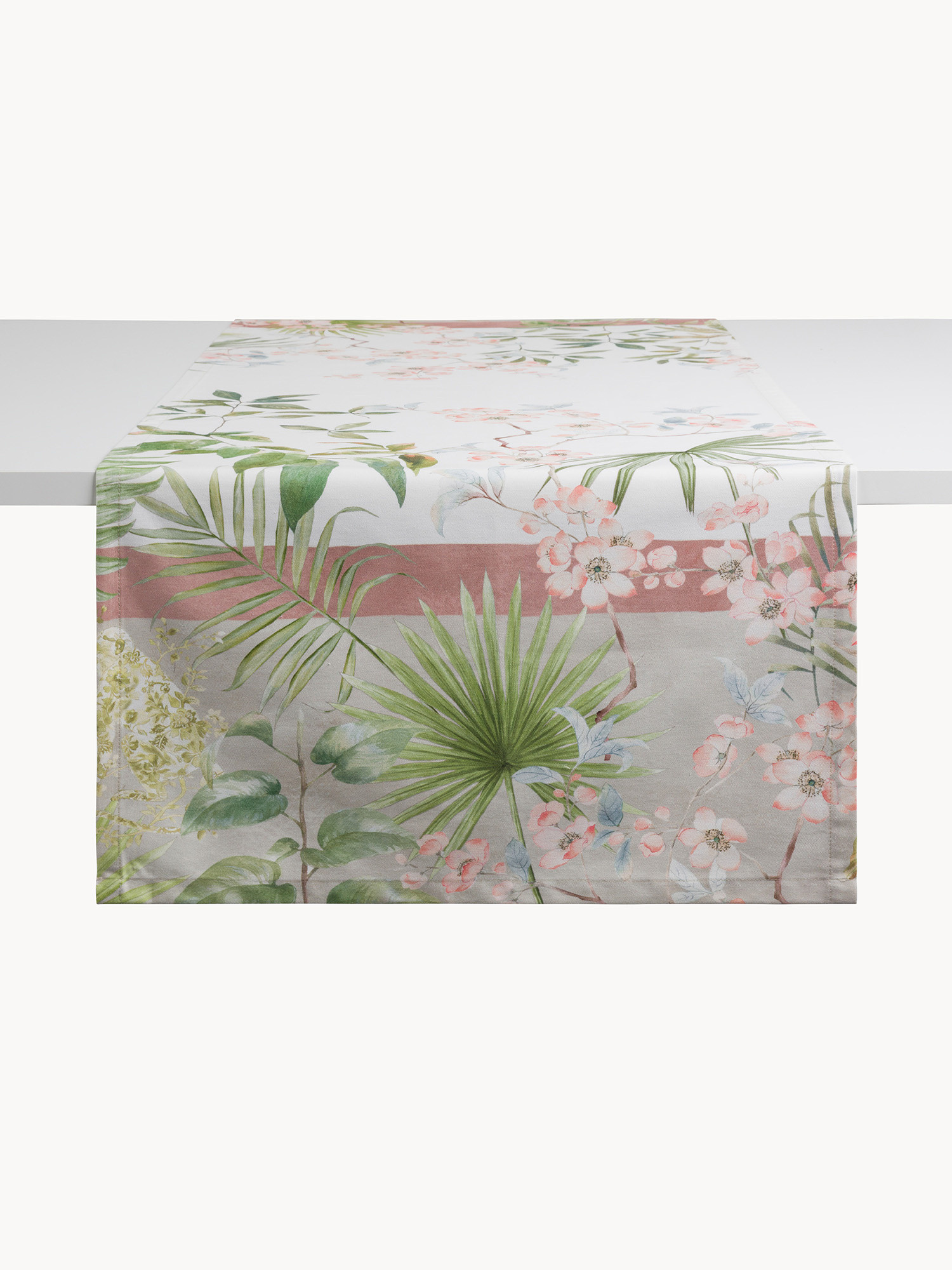 Runner in drill di cotone Tropico by Tessitura Randi, Bianco, large image number 1
