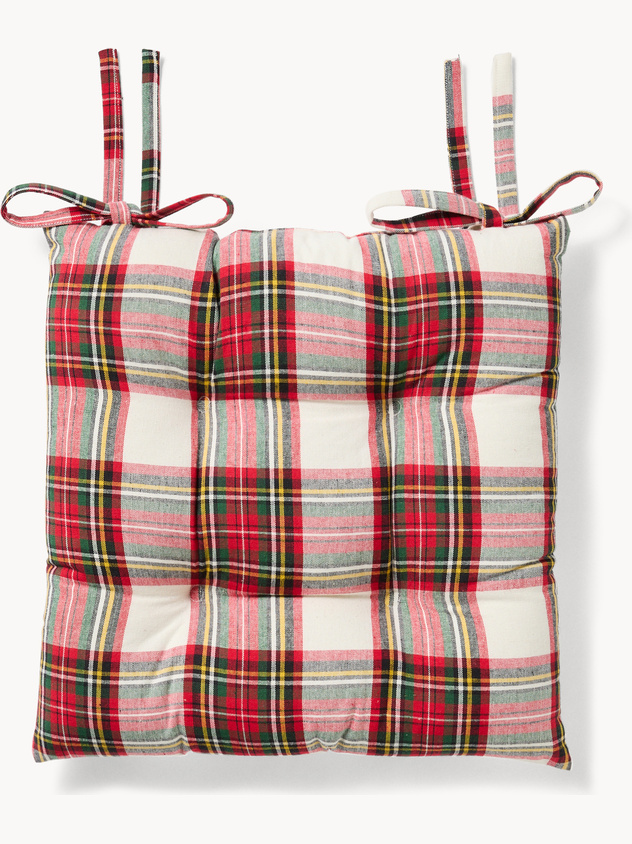 Cuscino da sedia tartan in puro cotone tinto filo