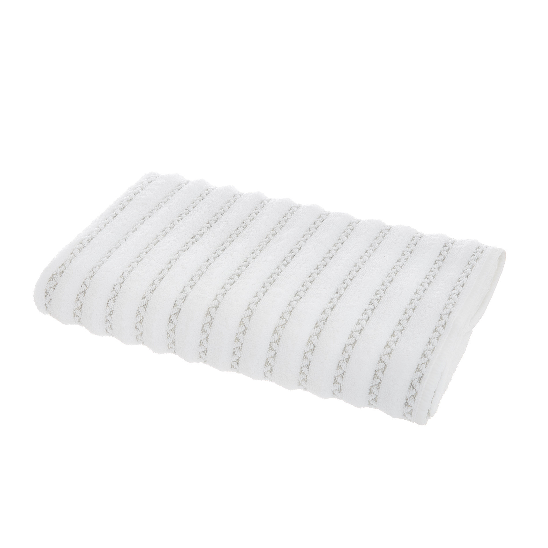 Thermae striped towel in 100% cotton, White, large image number 1