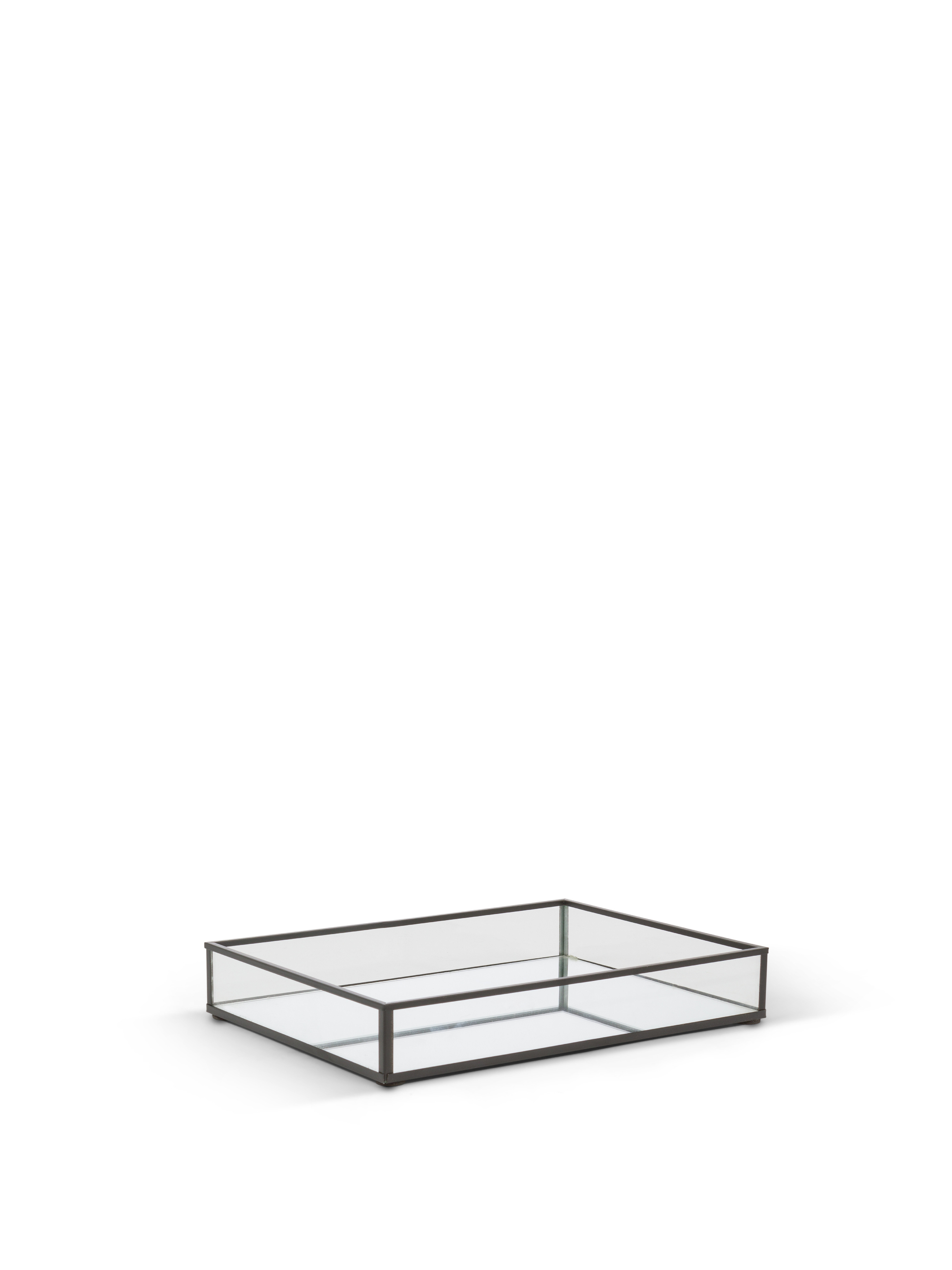 Decorative glass tray with black edges, Black, large image number 0